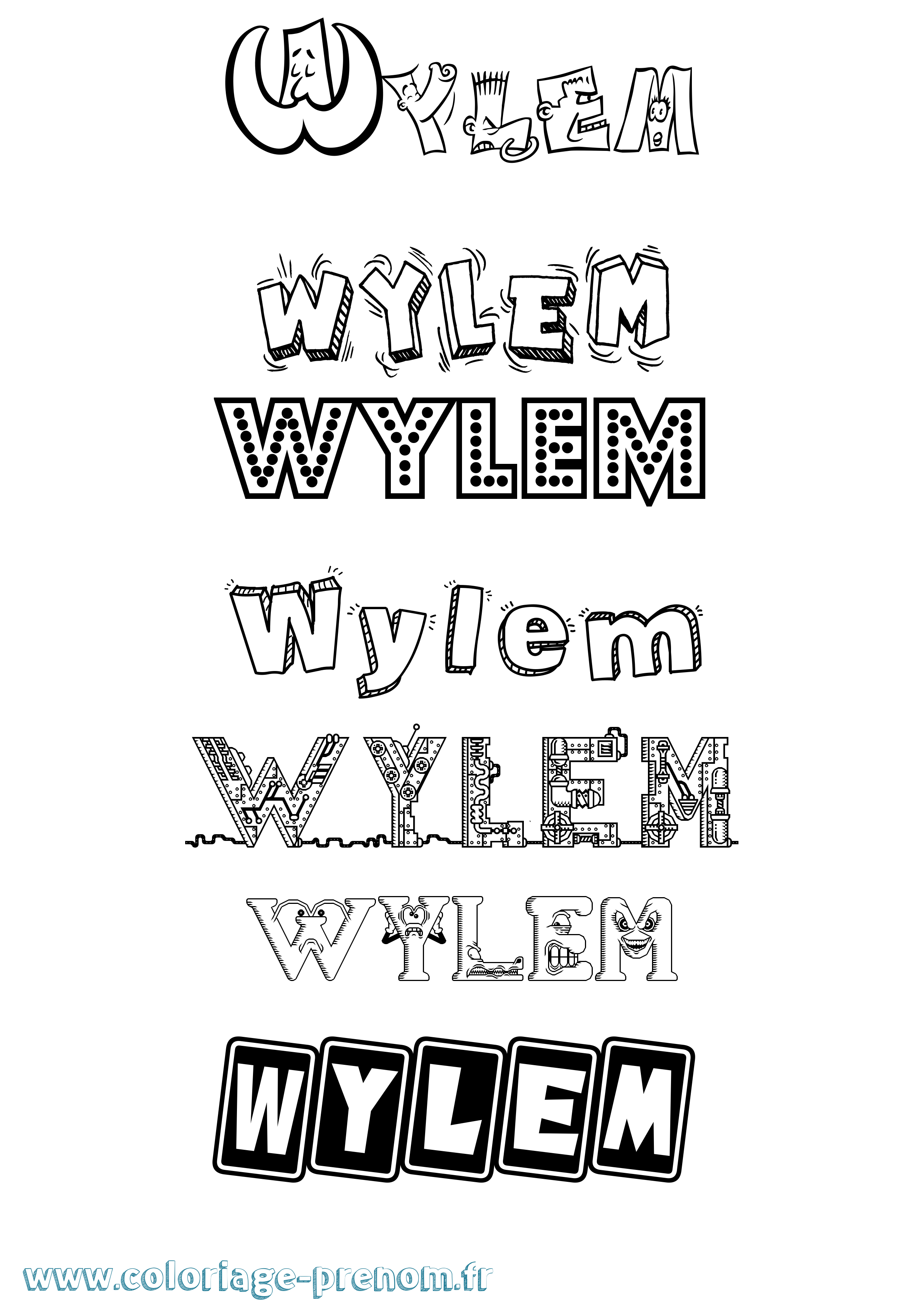 Coloriage Wylem Fun Coloriage prénom Wylem Fun