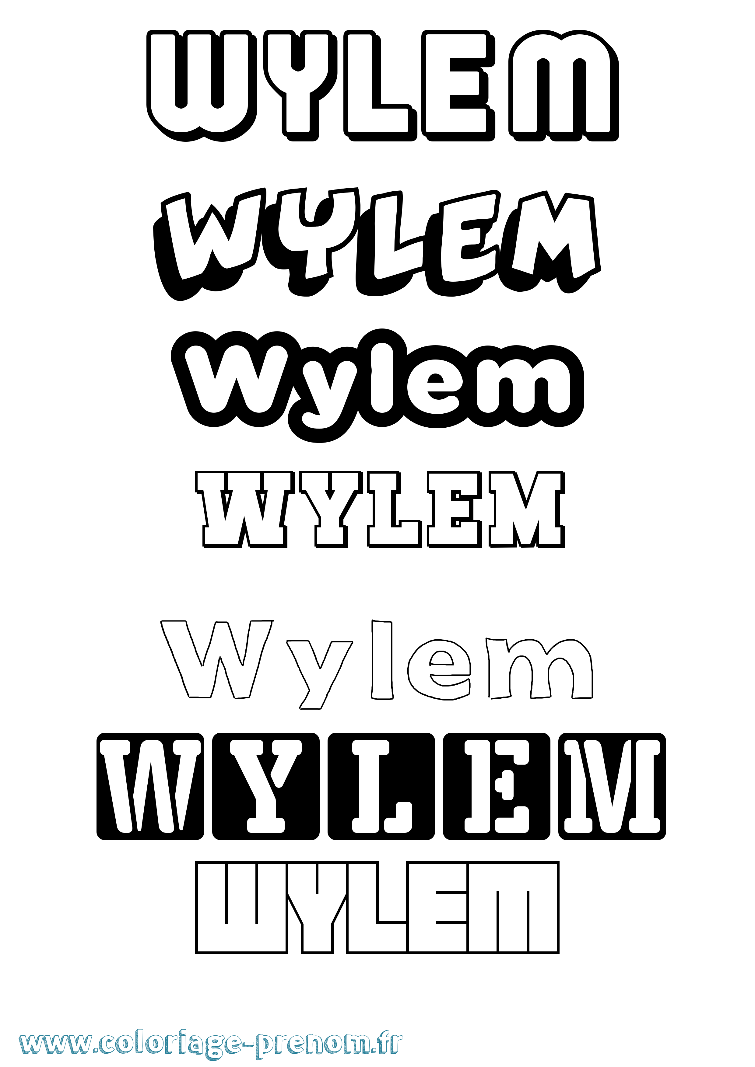 Coloriage Wylem Simple Coloriage prénom Wylem Simple