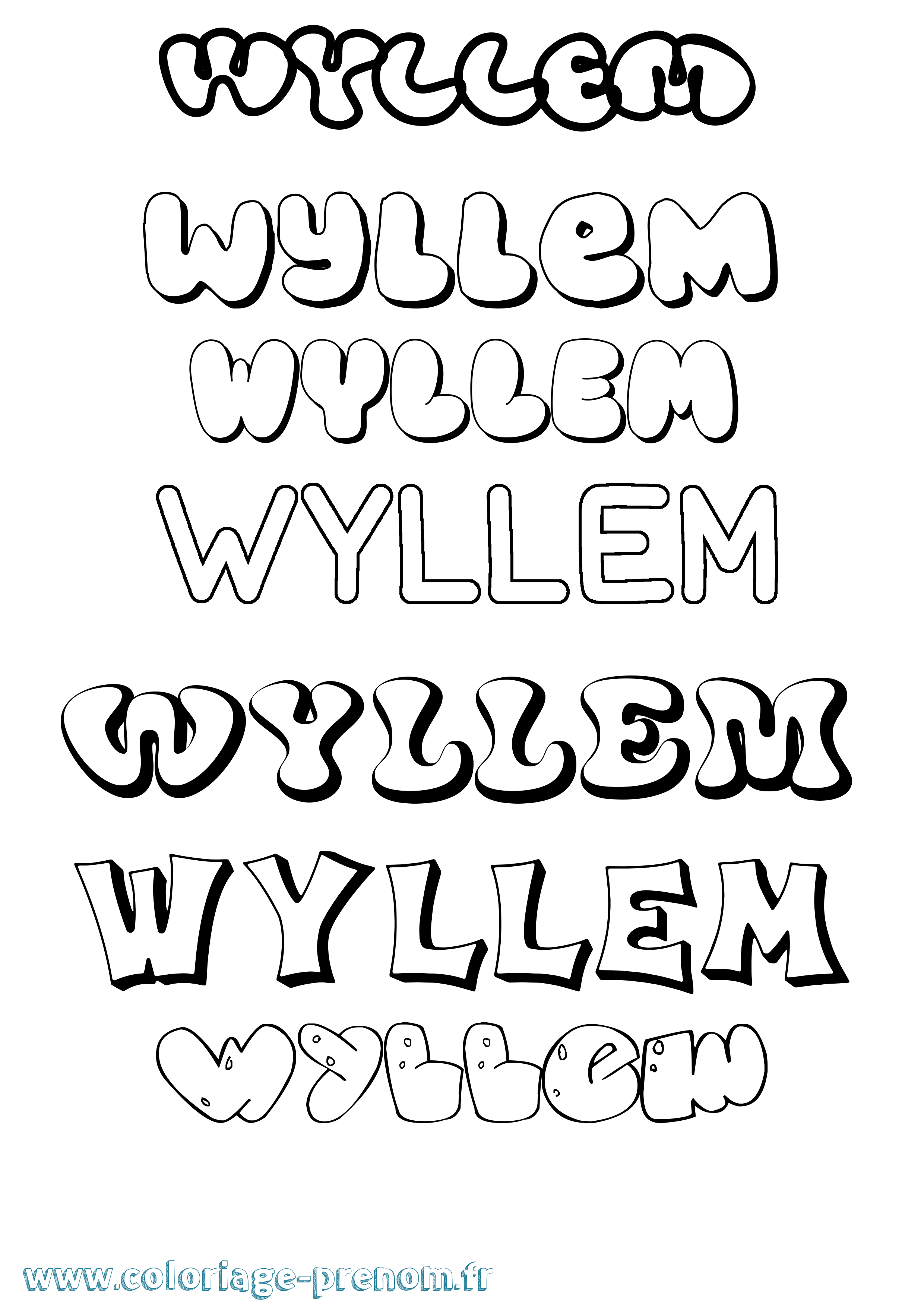 Coloriage Wyllem Bubble Coloriage prénom Wyllem Bubble