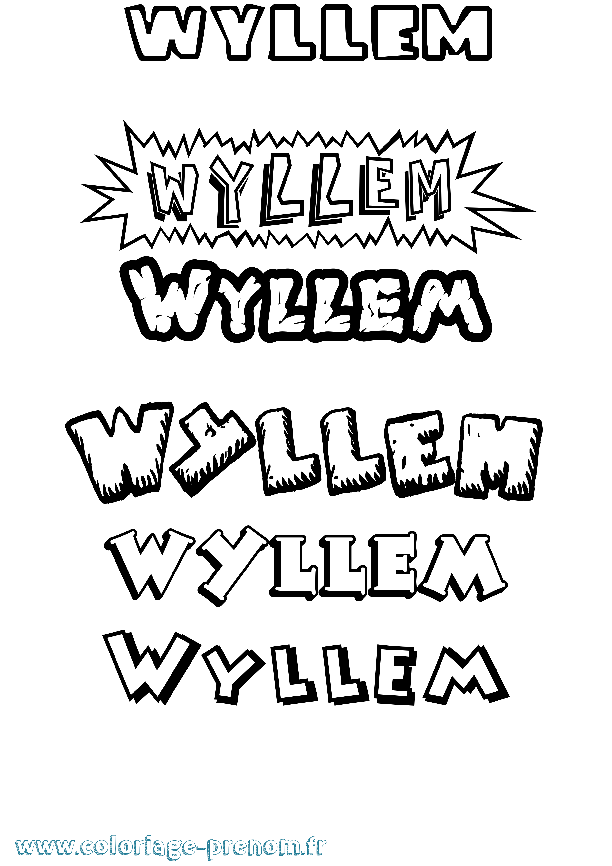 Coloriage Wyllem Dessin Animé Coloriage prénom Wyllem Dessin Animé