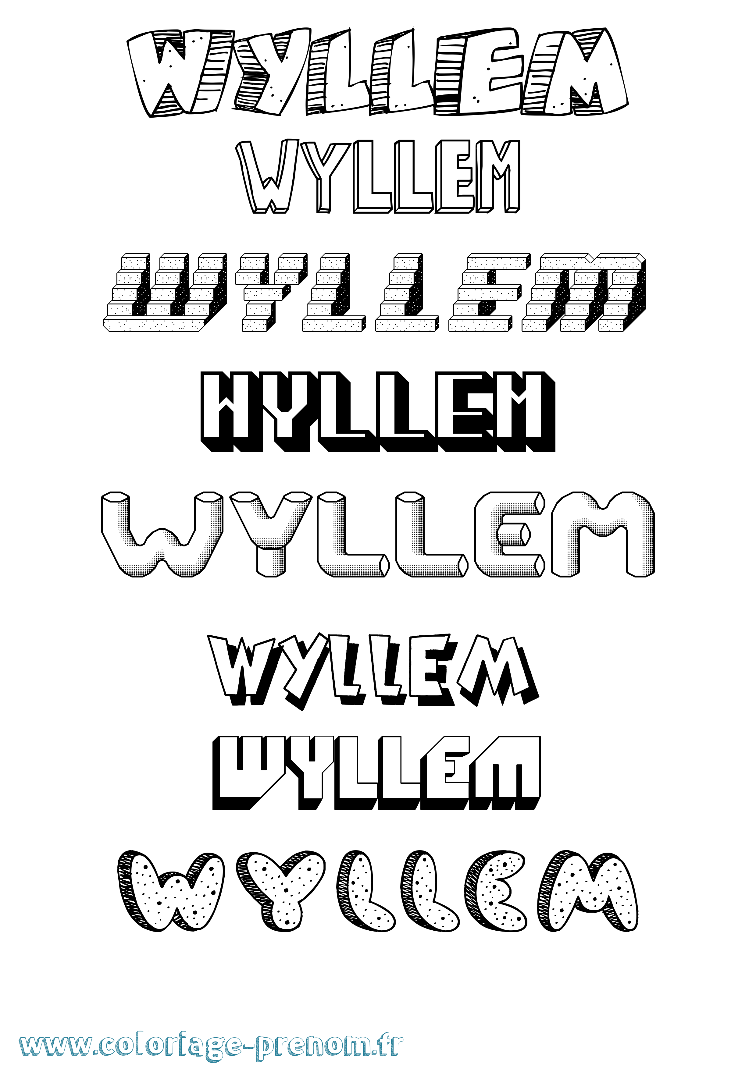 Coloriage Wyllem Effet 3D Coloriage prénom Wyllem Effet 3D