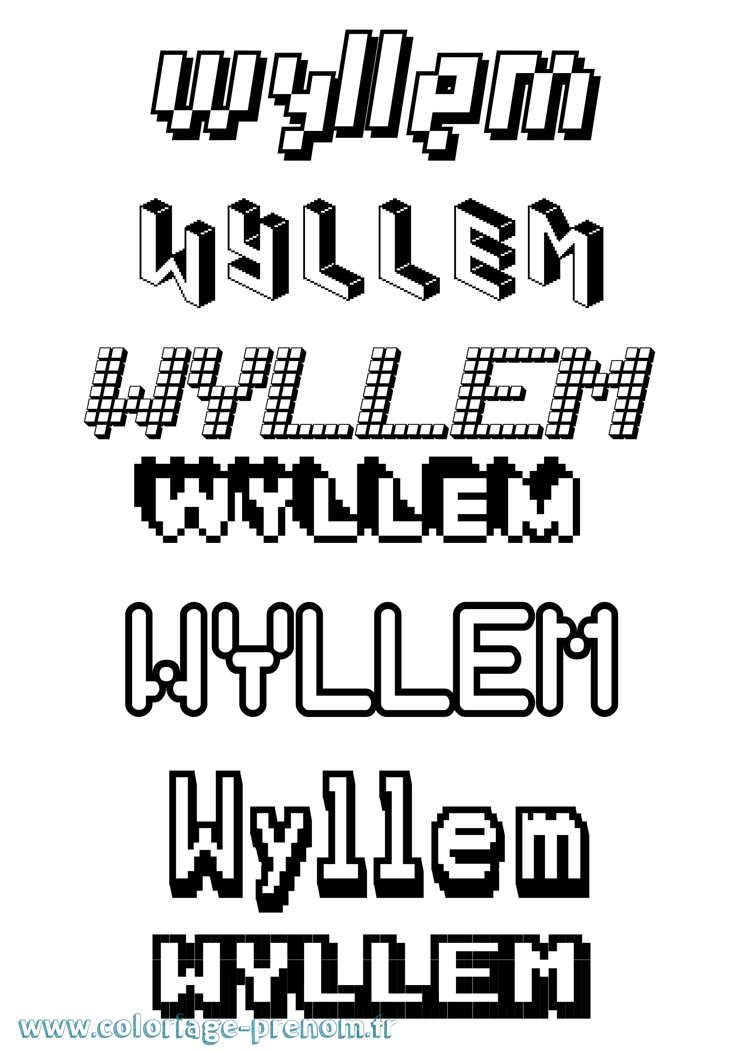Coloriage Wyllem Pixel Coloriage prénom Wyllem Pixel