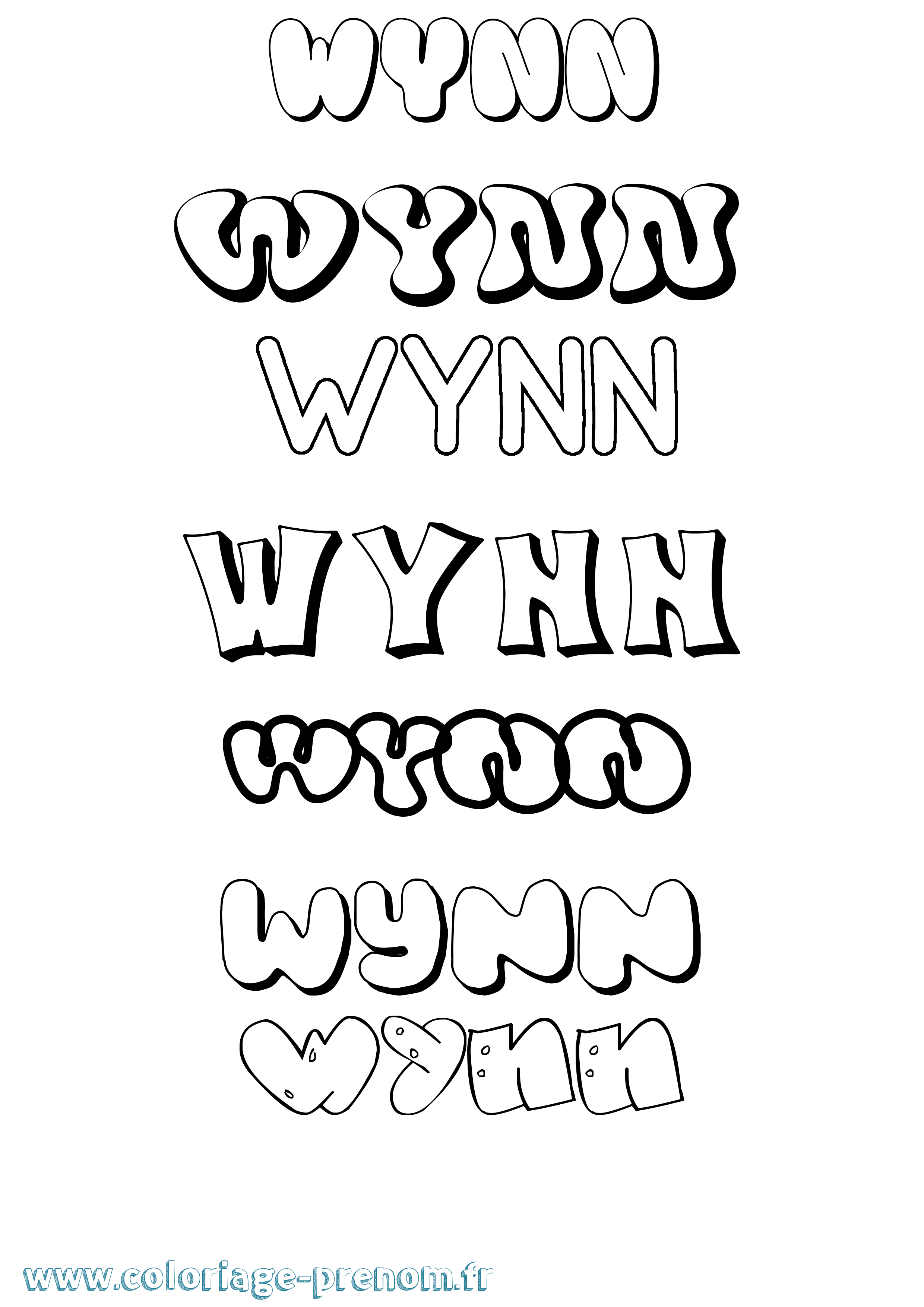 Coloriage Wynn Bubble Coloriage prénom Wynn Bubble