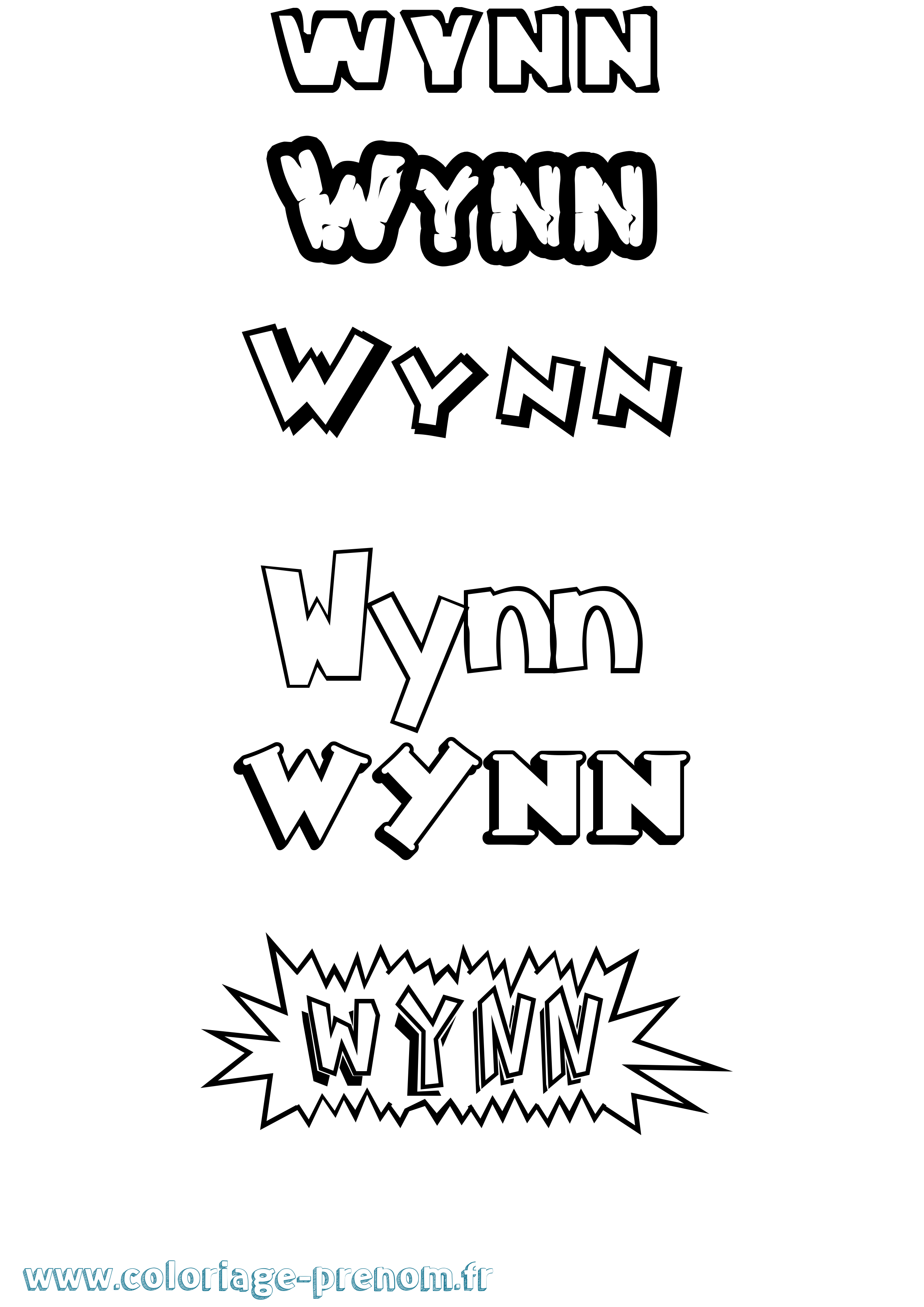 Coloriage Wynn Dessin Animé Coloriage prénom Wynn Dessin Animé