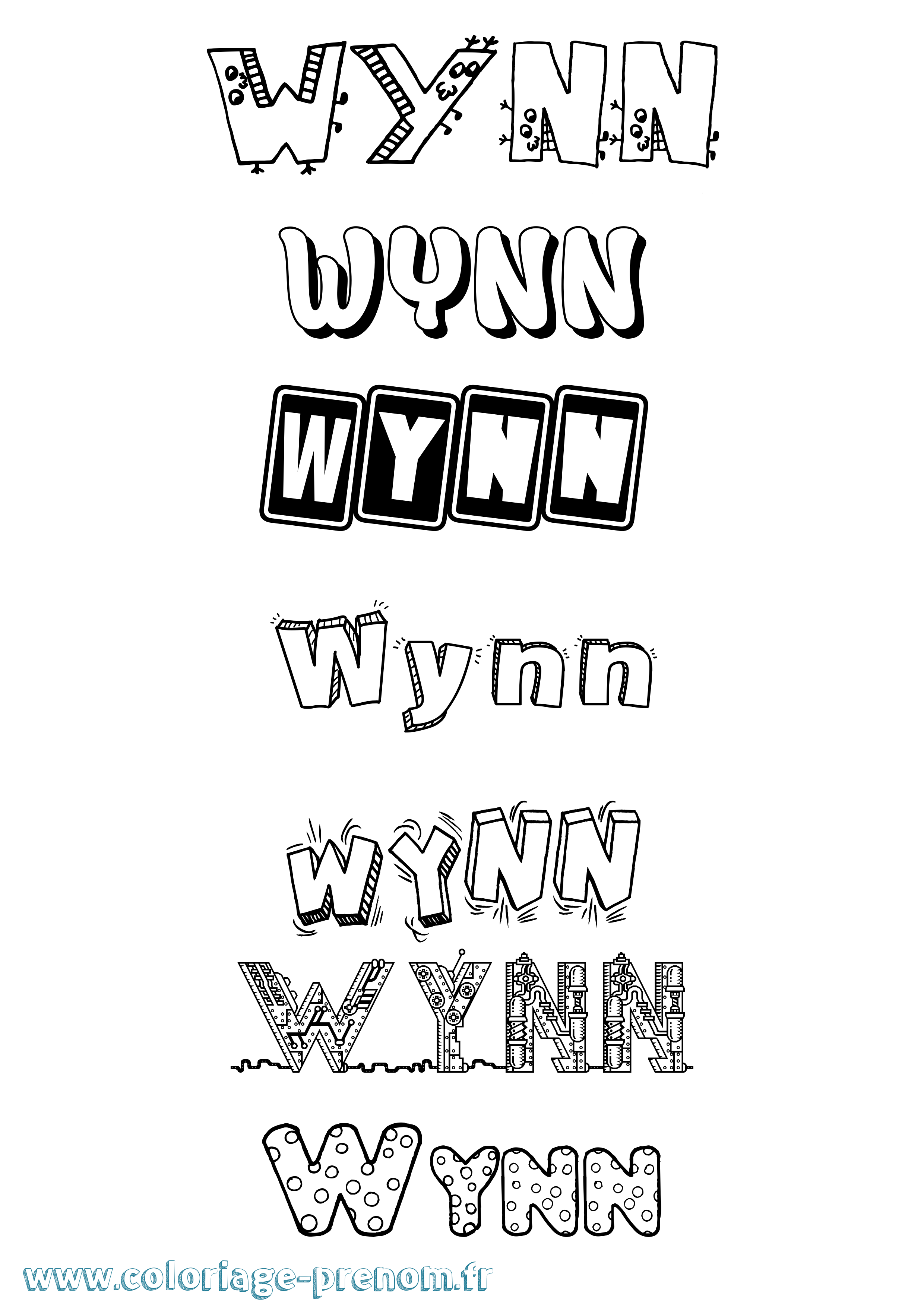 Coloriage Wynn Fun Coloriage prénom Wynn Fun