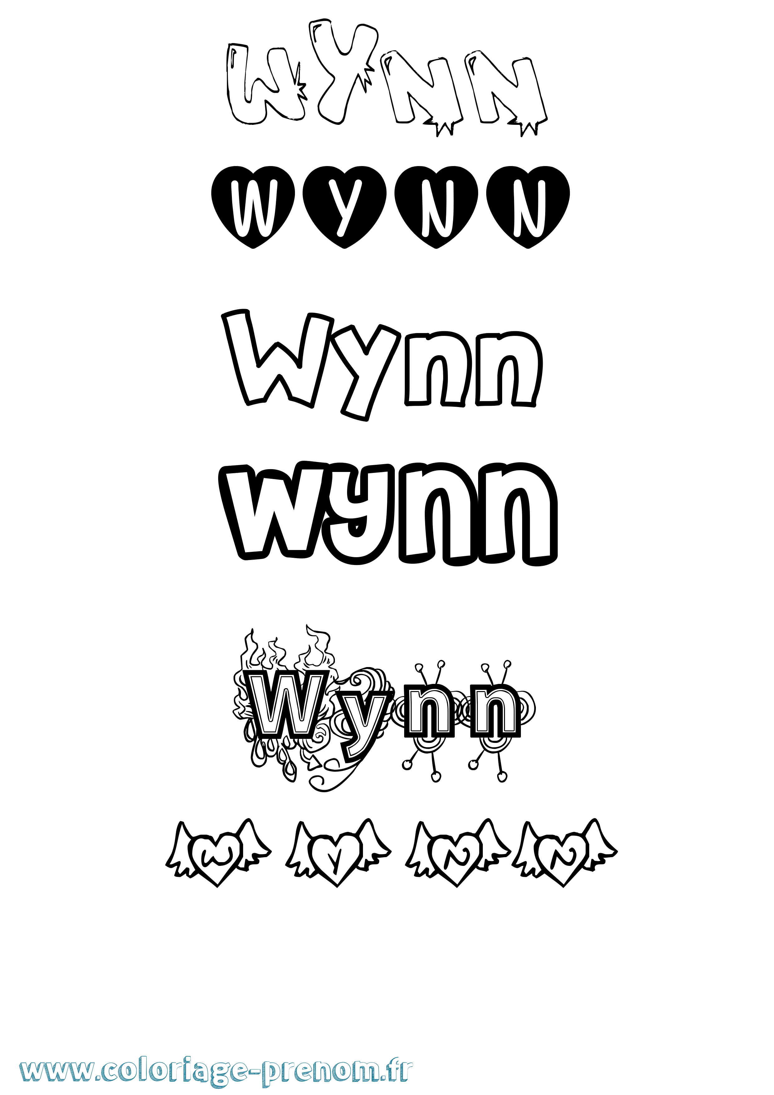 Coloriage Wynn Girly Coloriage prénom Wynn Girly