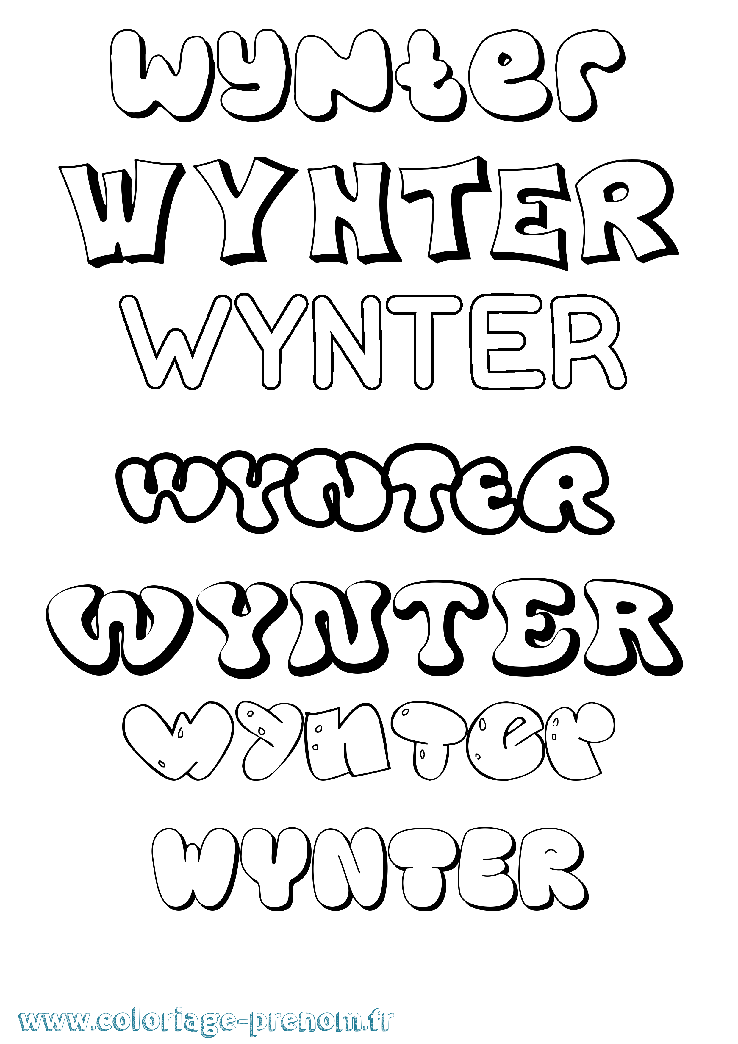 Coloriage Wynter Bubble Coloriage prénom Wynter Bubble