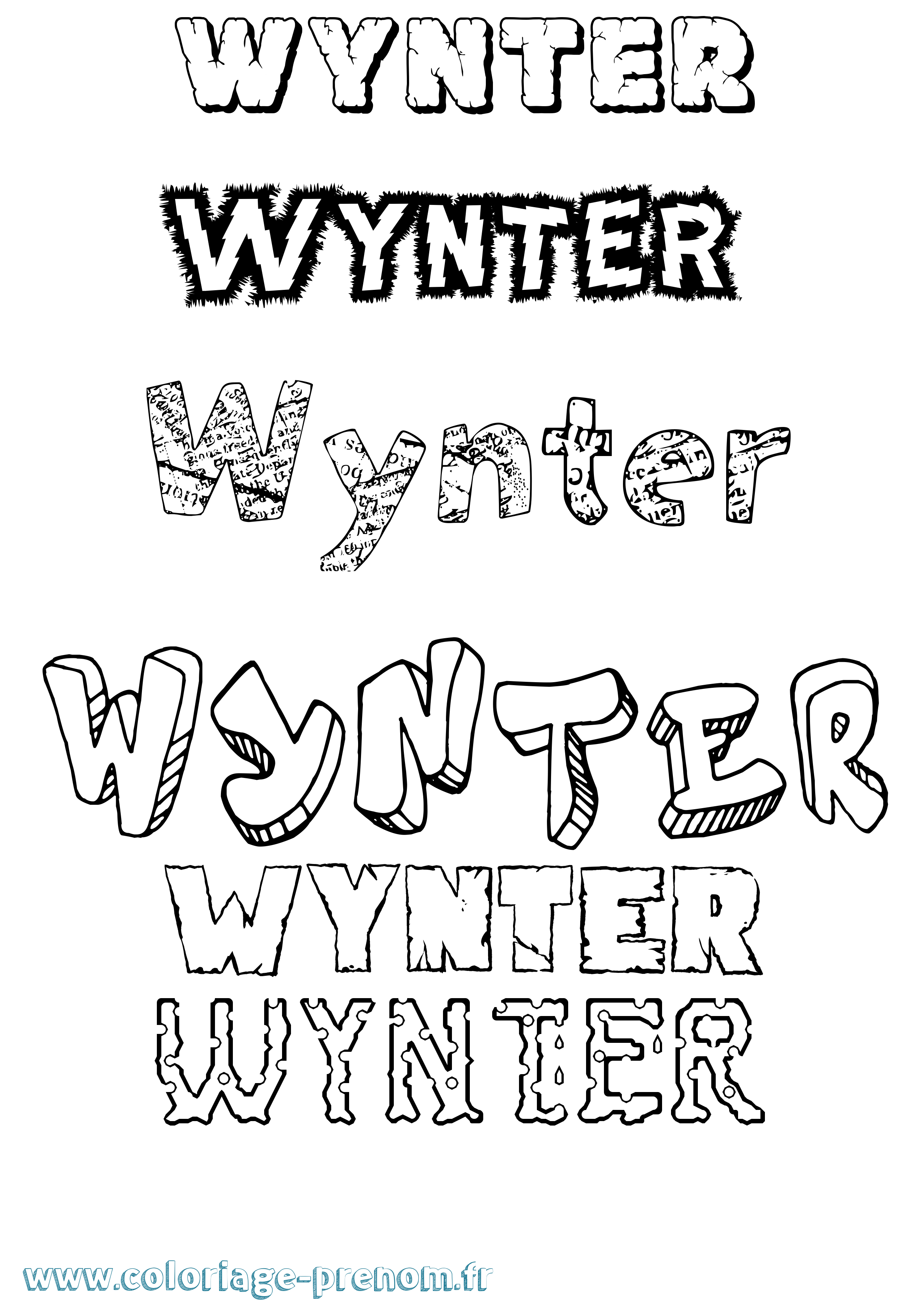 Coloriage Wynter Destructuré Coloriage prénom Wynter Destructuré