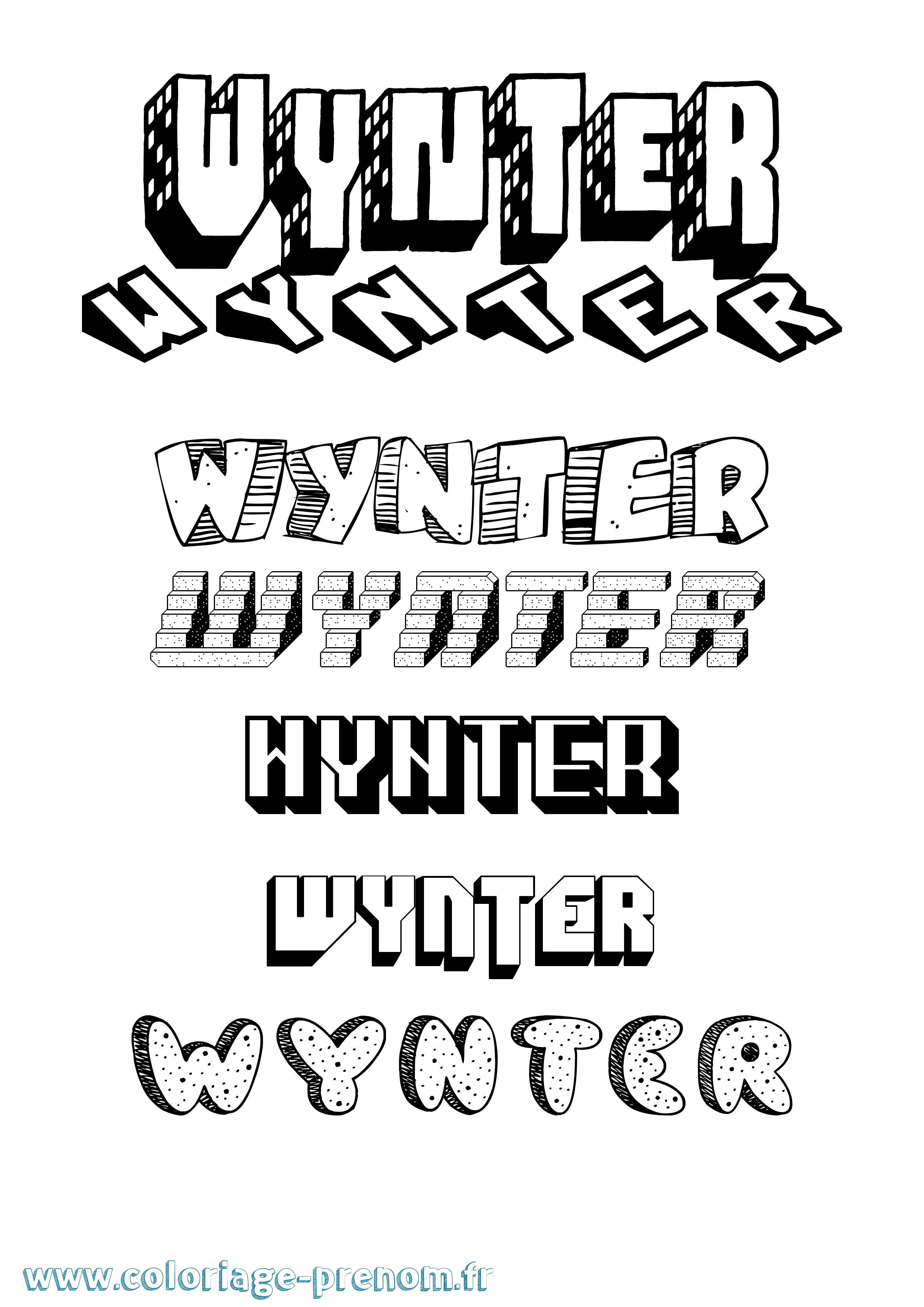 Coloriage Wynter Effet 3D Coloriage prénom Wynter Effet 3D