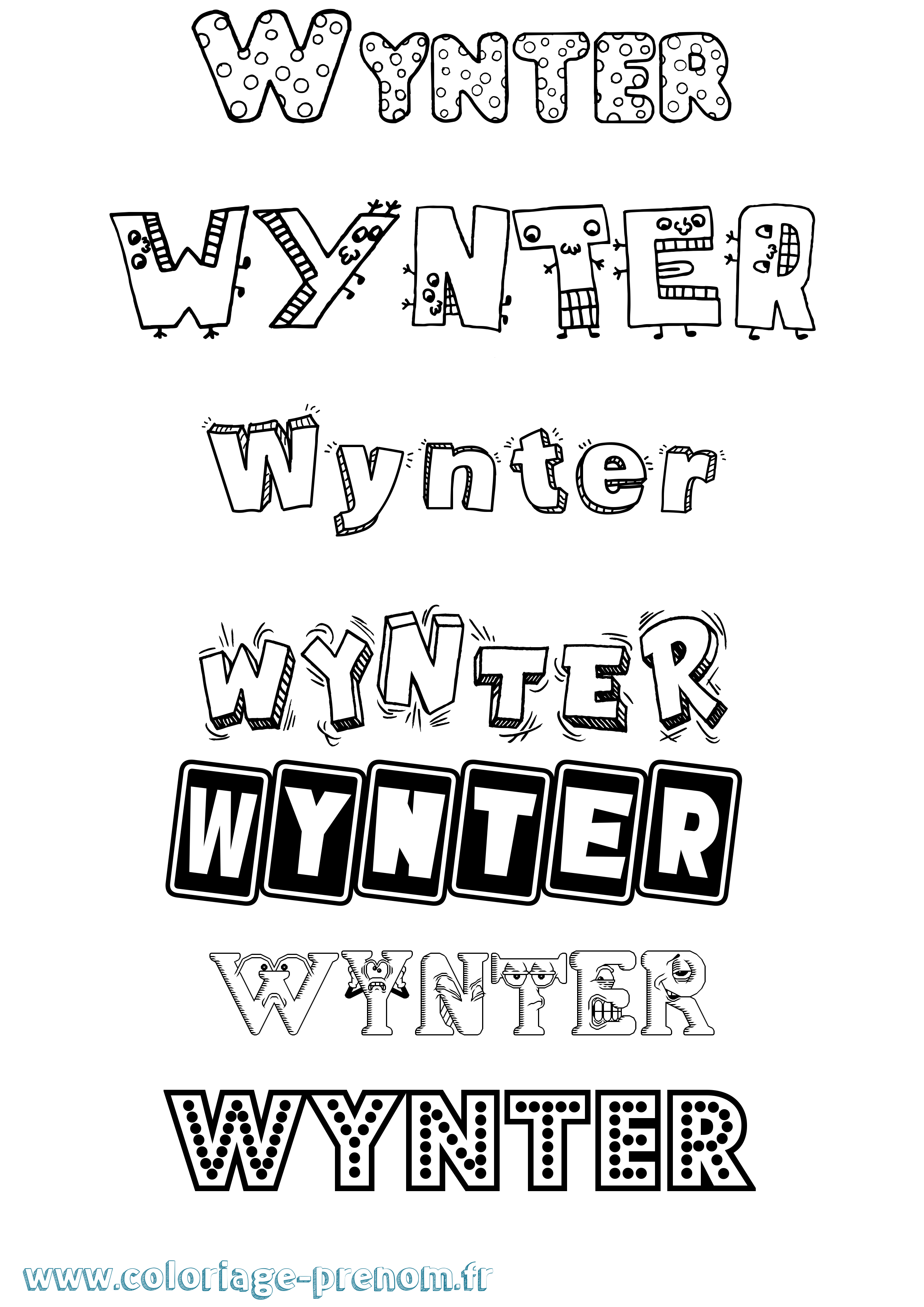 Coloriage Wynter Fun Coloriage prénom Wynter Fun