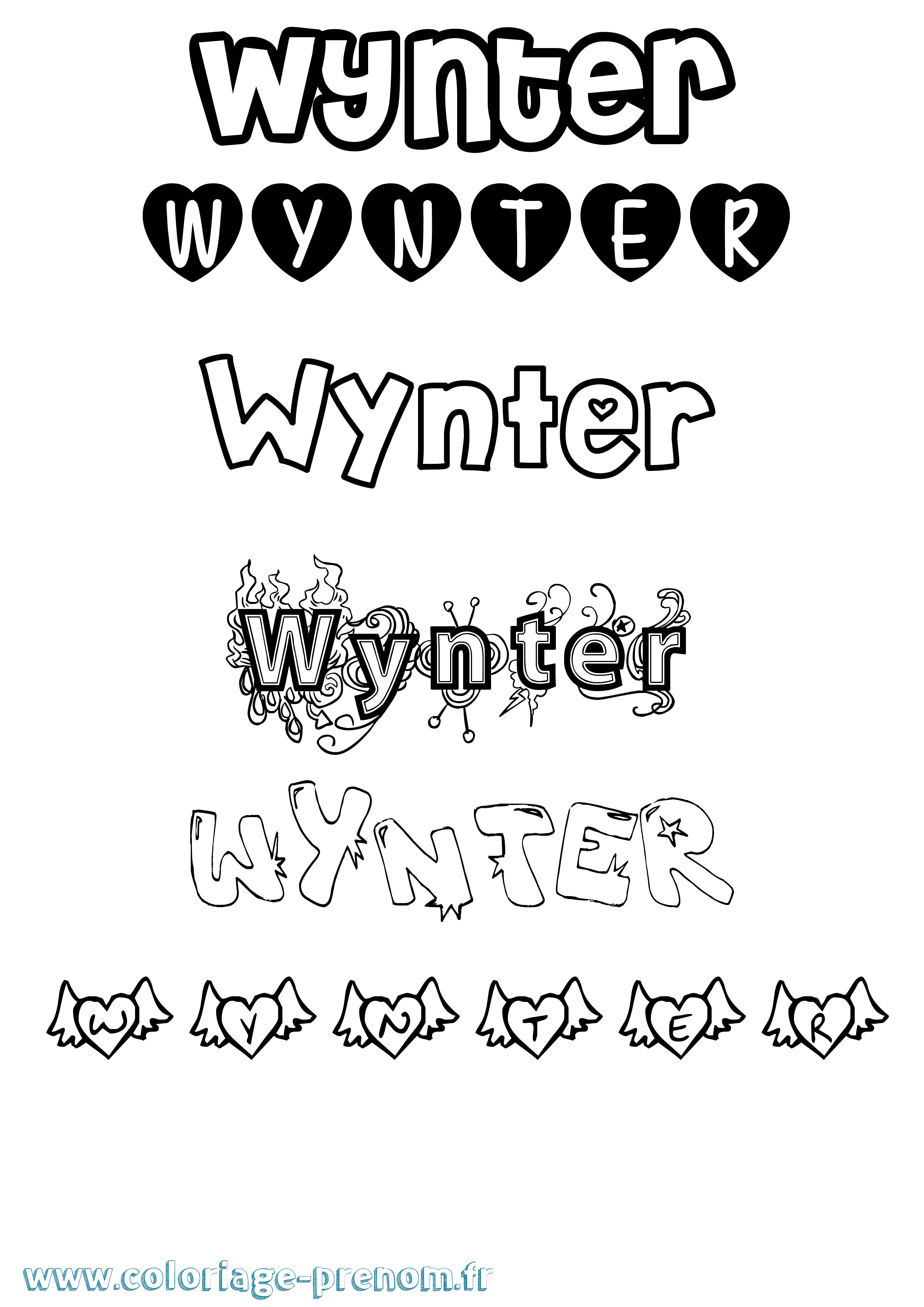 Coloriage Wynter Girly Coloriage prénom Wynter Girly