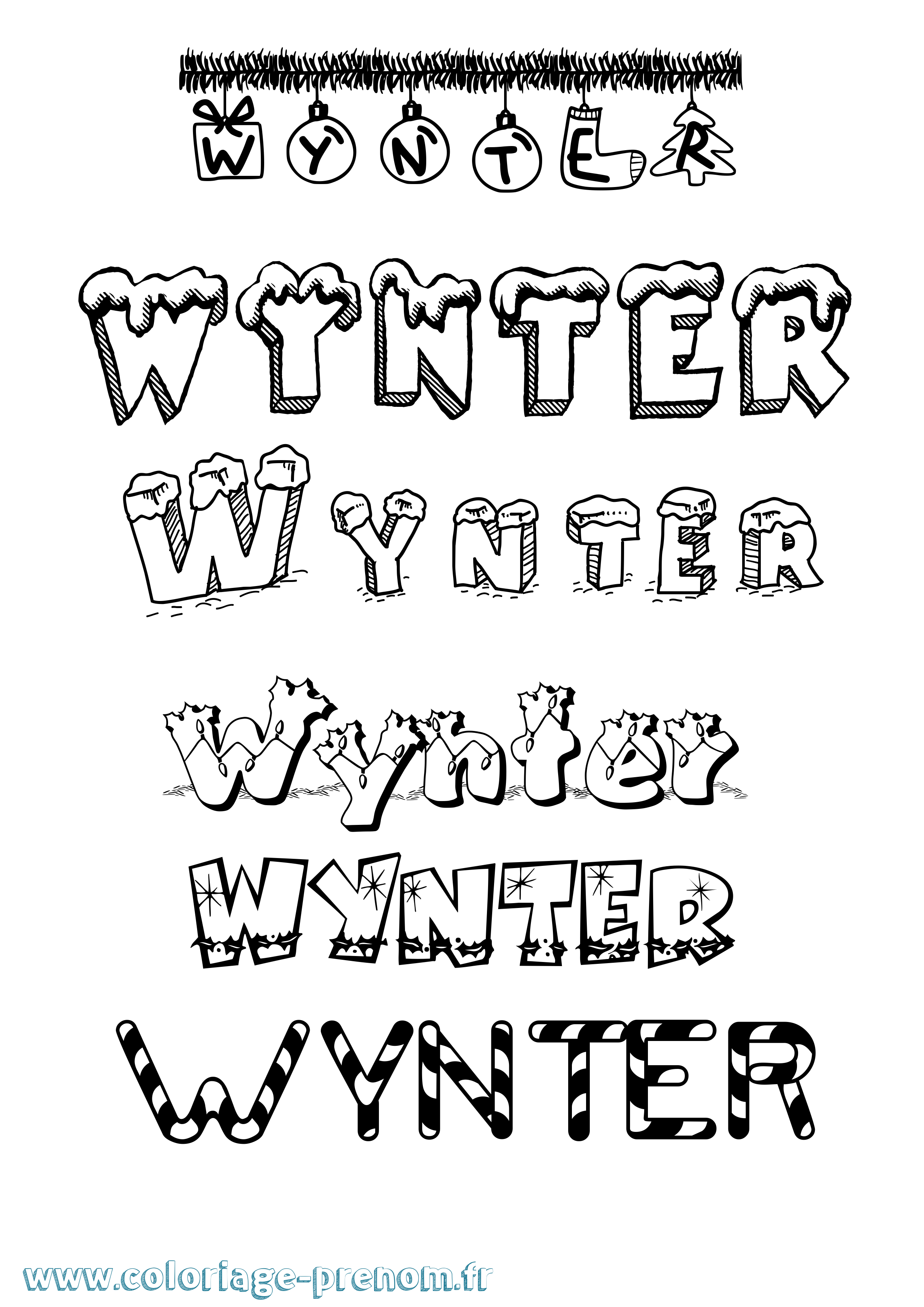 Coloriage Wynter Noël Coloriage prénom Wynter Noël