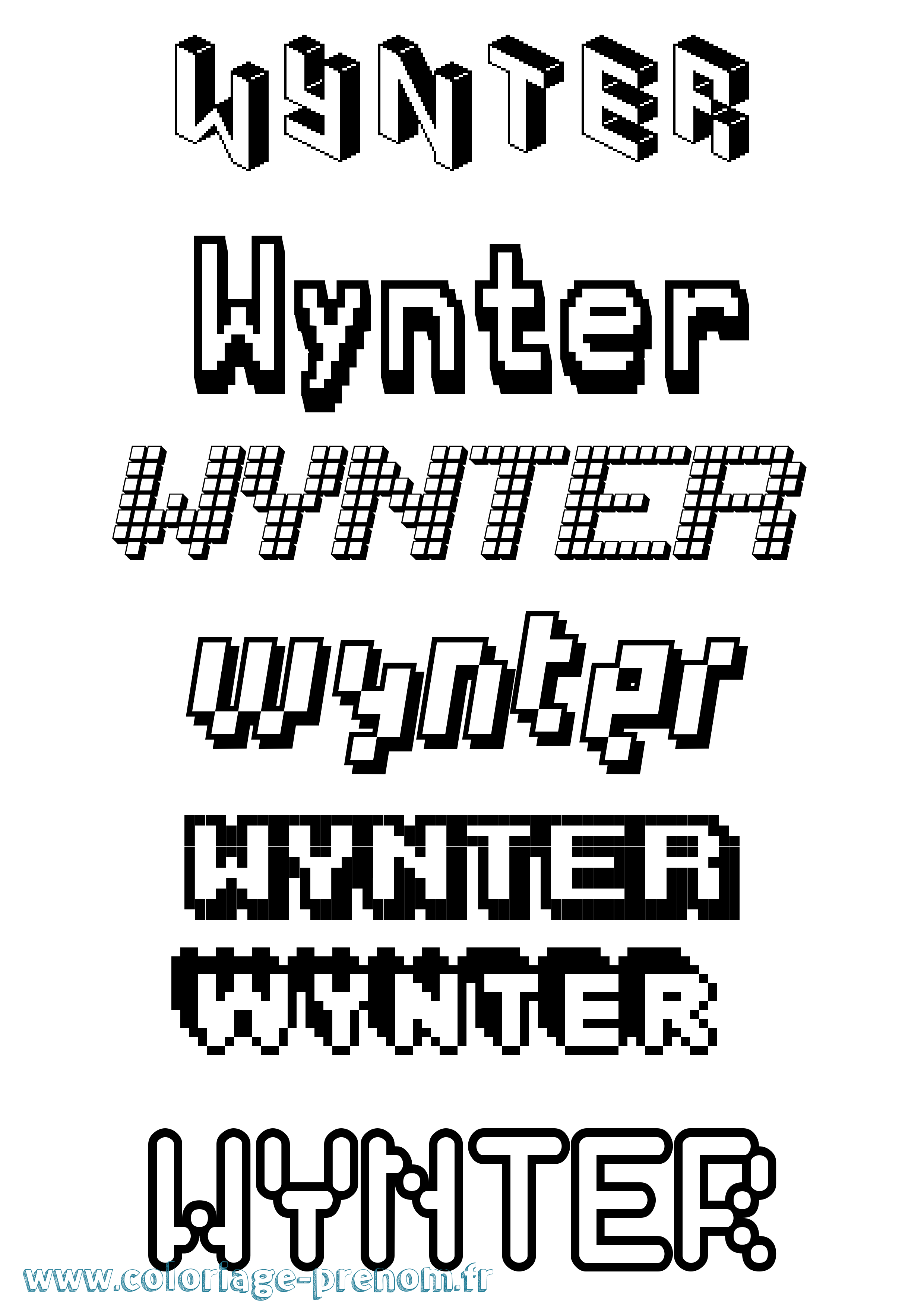 Coloriage Wynter Pixel Coloriage prénom Wynter Pixel
