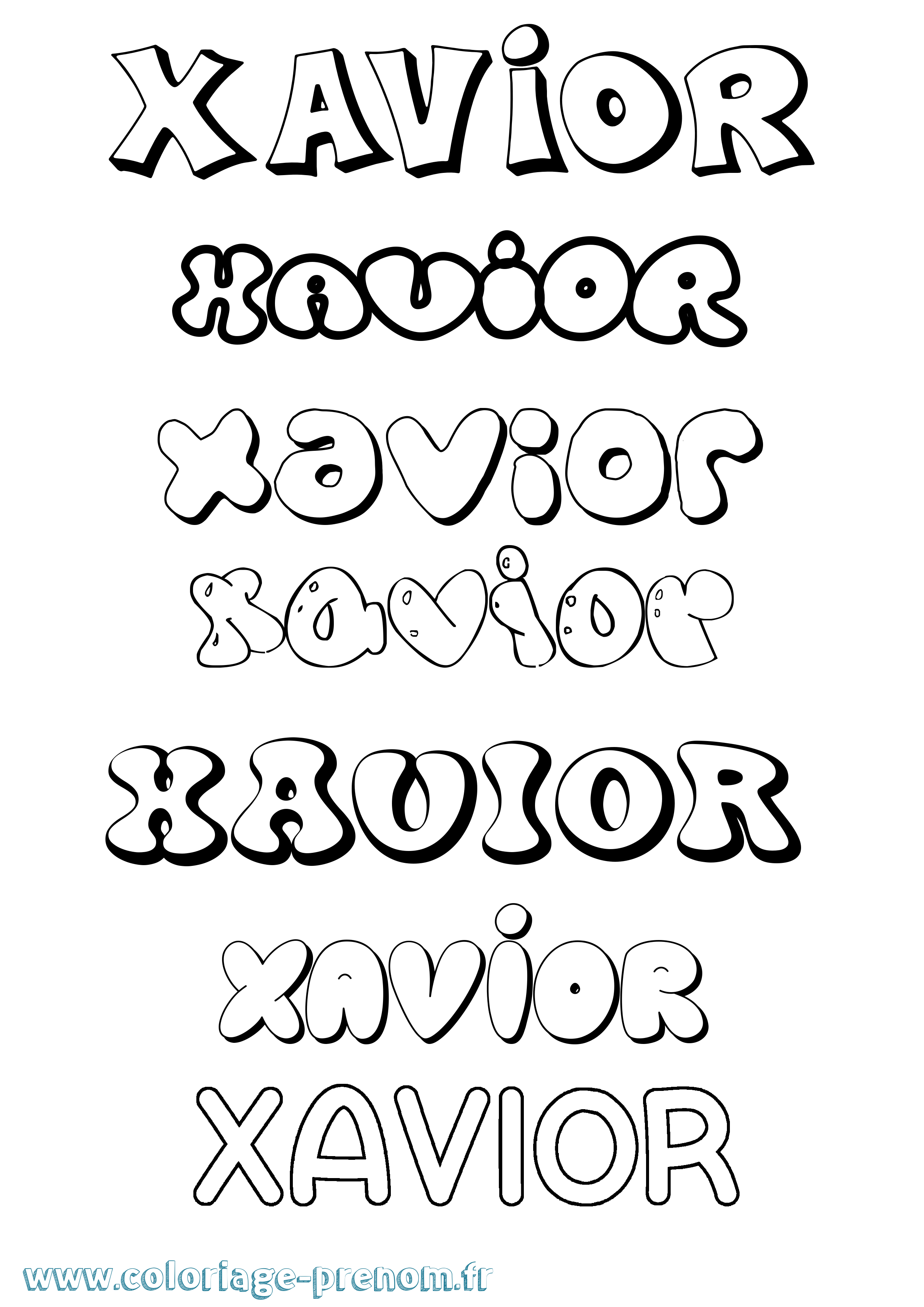 Coloriage Xavior Bubble Coloriage prénom Xavior Bubble