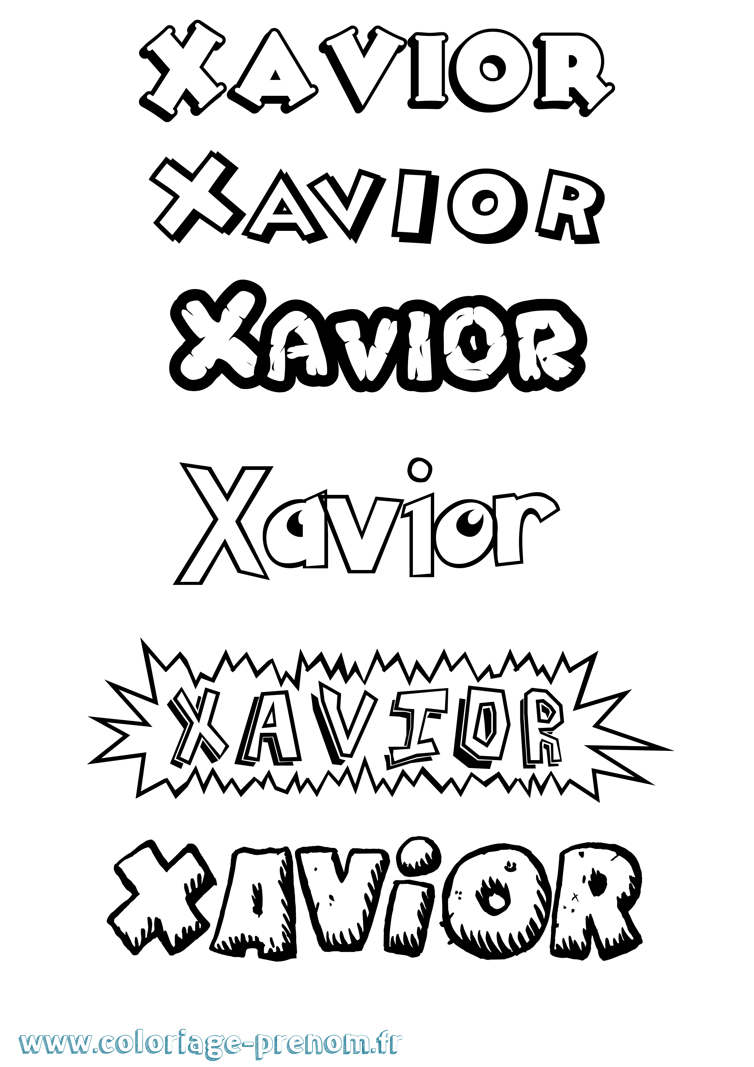 Coloriage Xavior Dessin Animé Coloriage prénom Xavior Dessin Animé