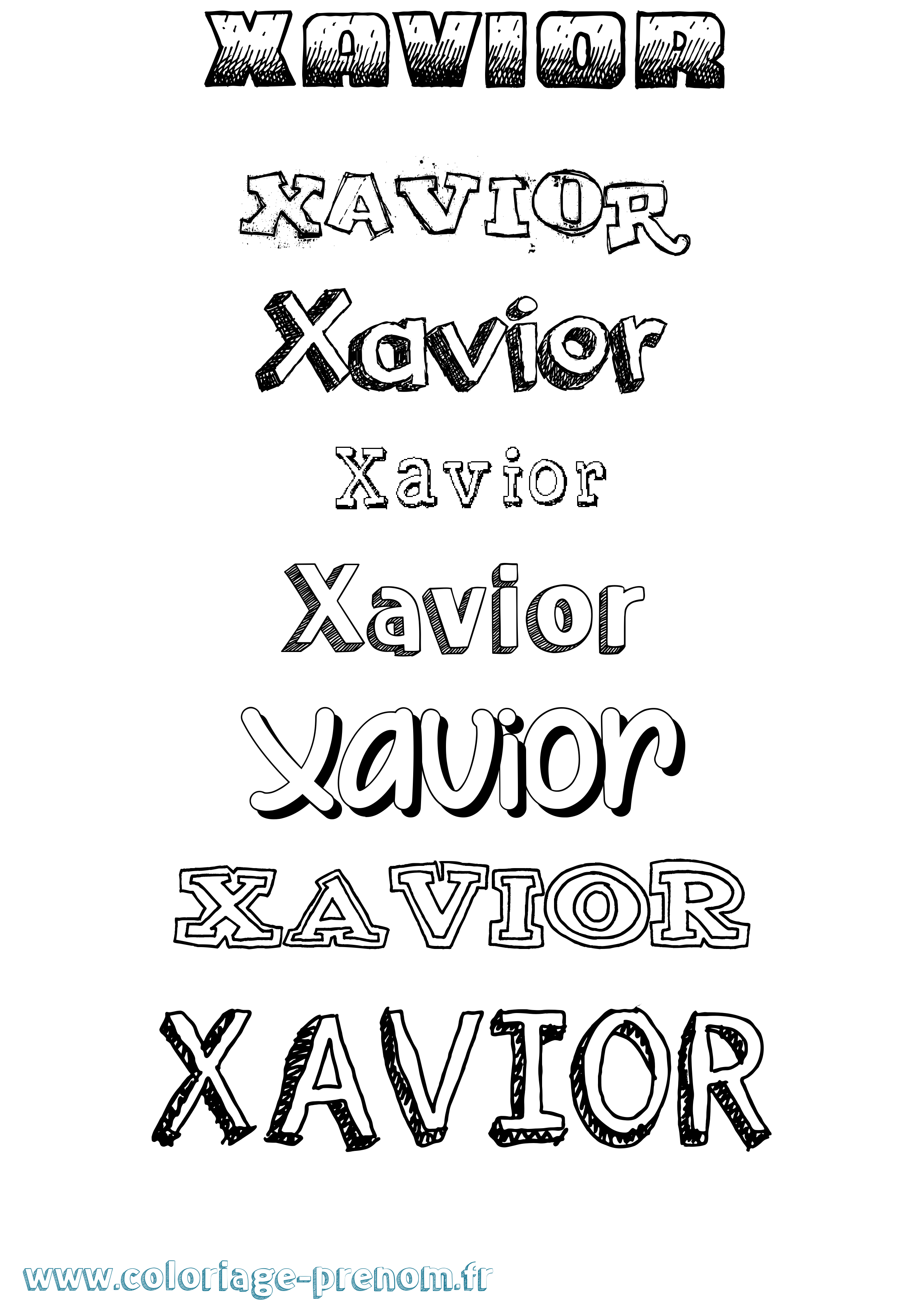 Coloriage Xavior Dessiné Coloriage prénom Xavior Dessiné