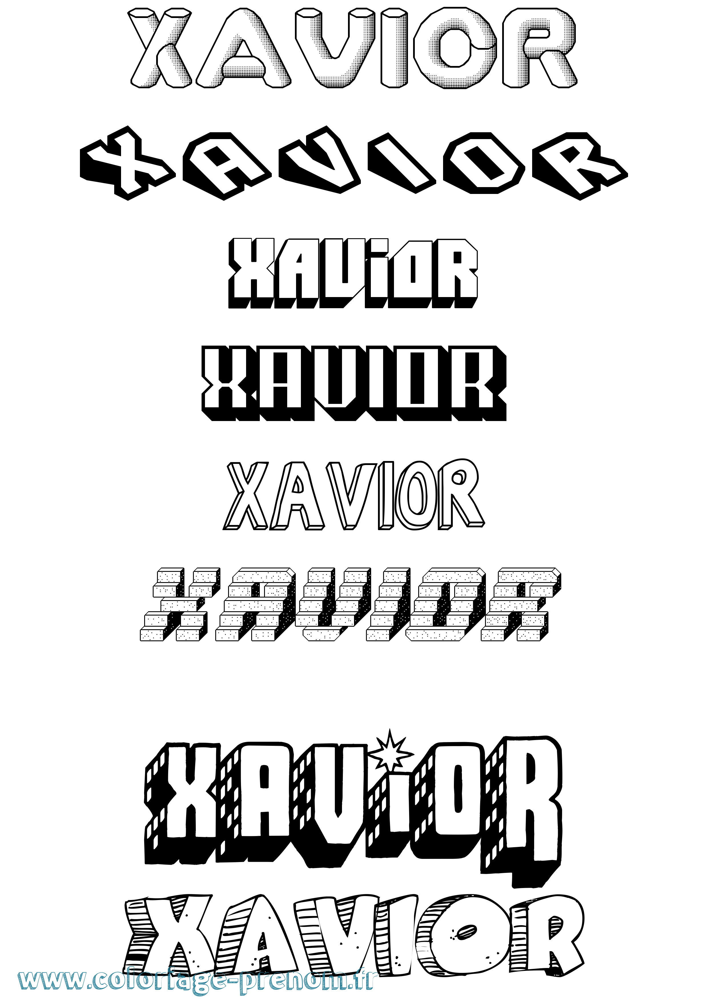 Coloriage Xavior Effet 3D Coloriage prénom Xavior Effet 3D