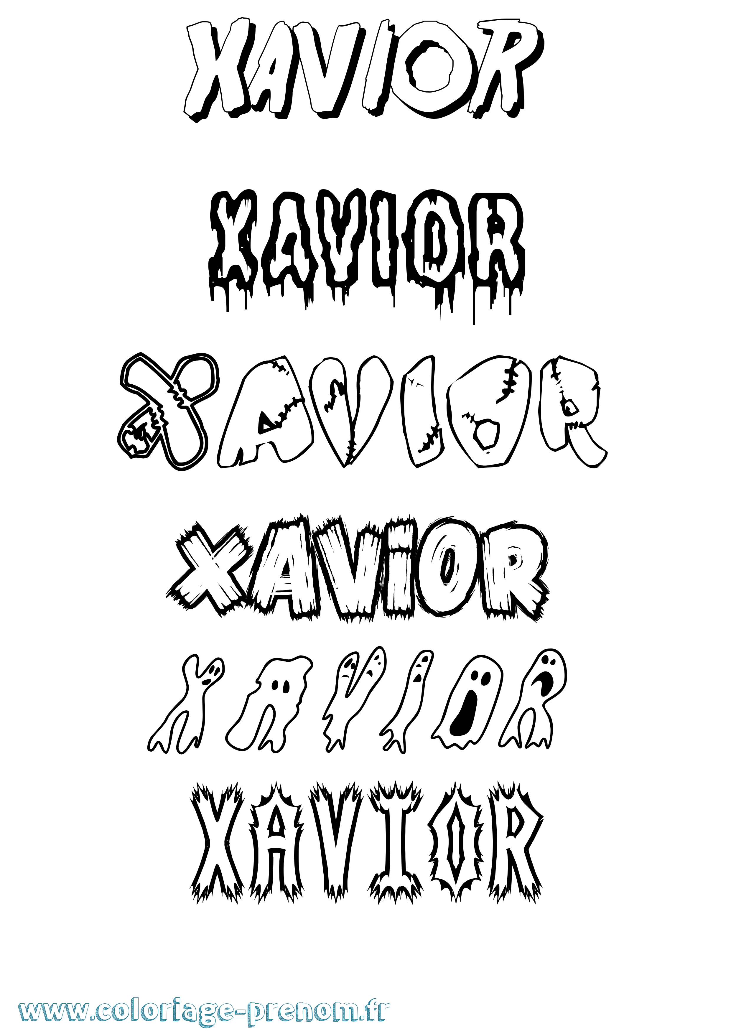 Coloriage Xavior Frisson Coloriage prénom Xavior Frisson
