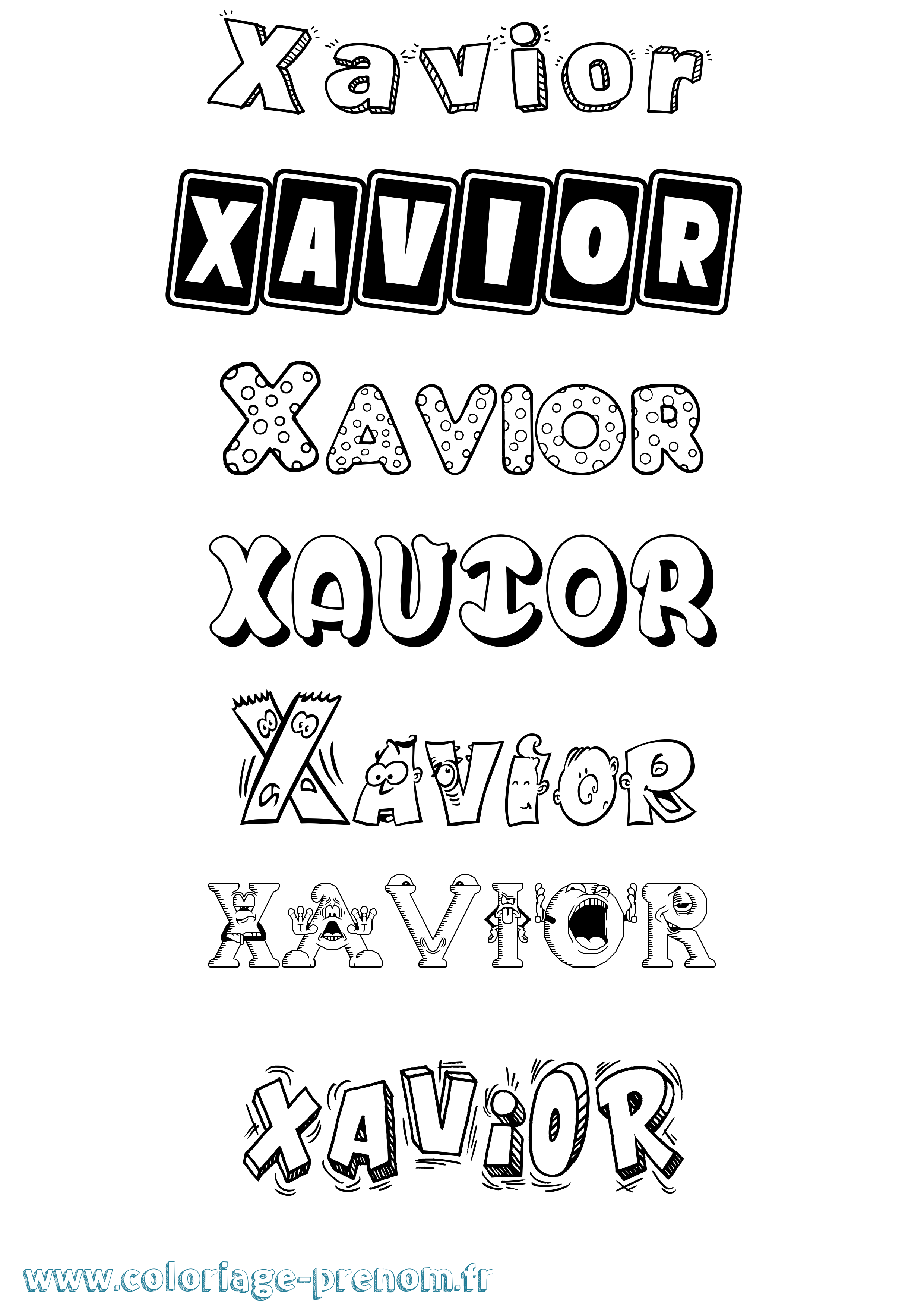 Coloriage Xavior Fun Coloriage prénom Xavior Fun