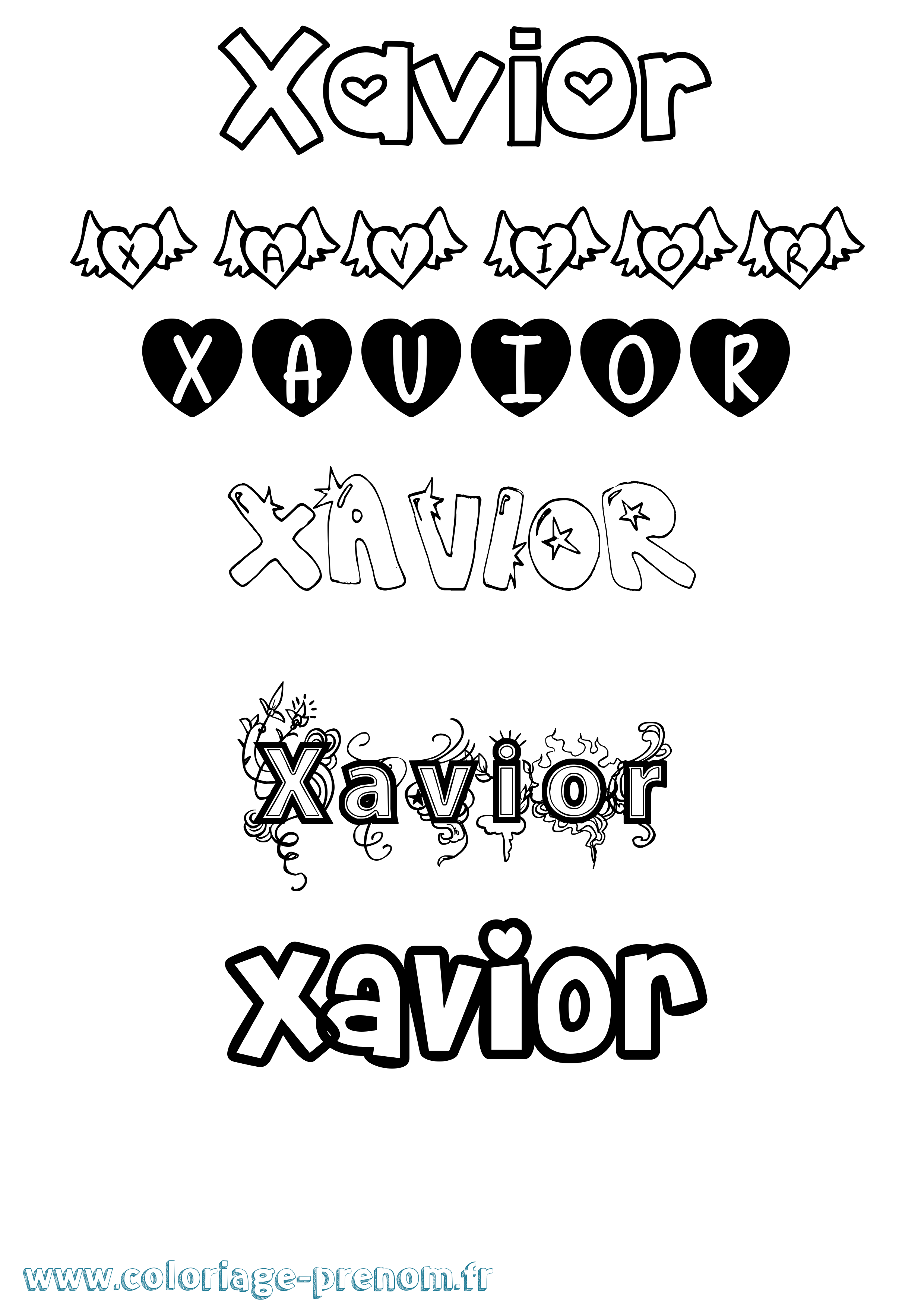 Coloriage Xavior Girly Coloriage prénom Xavior Girly