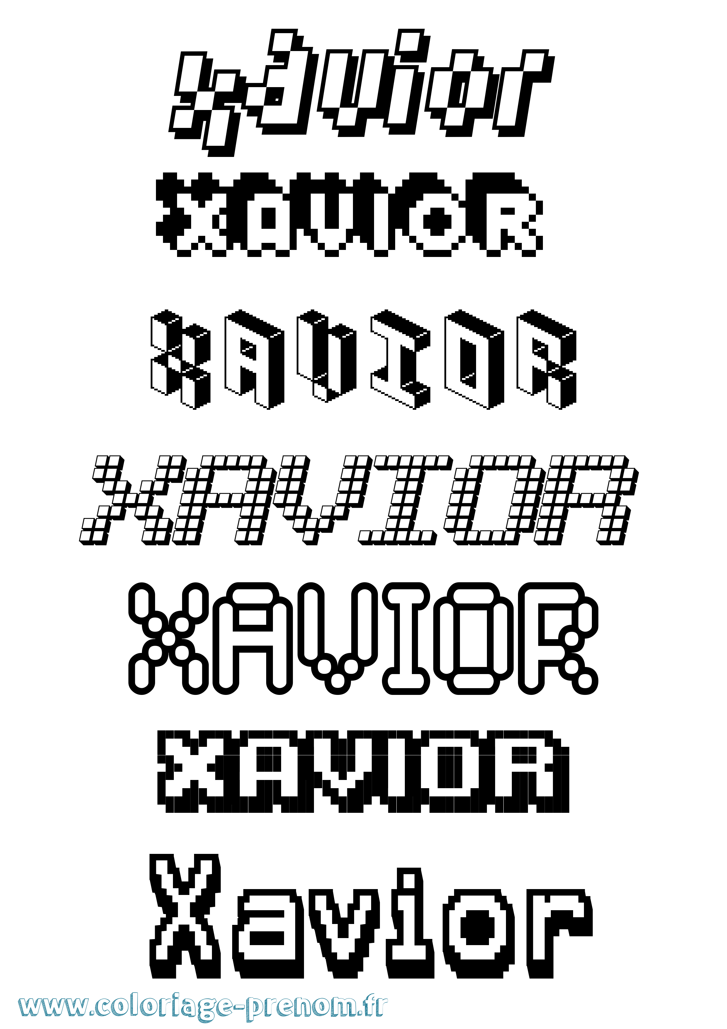 Coloriage Xavior Pixel Coloriage prénom Xavior Pixel