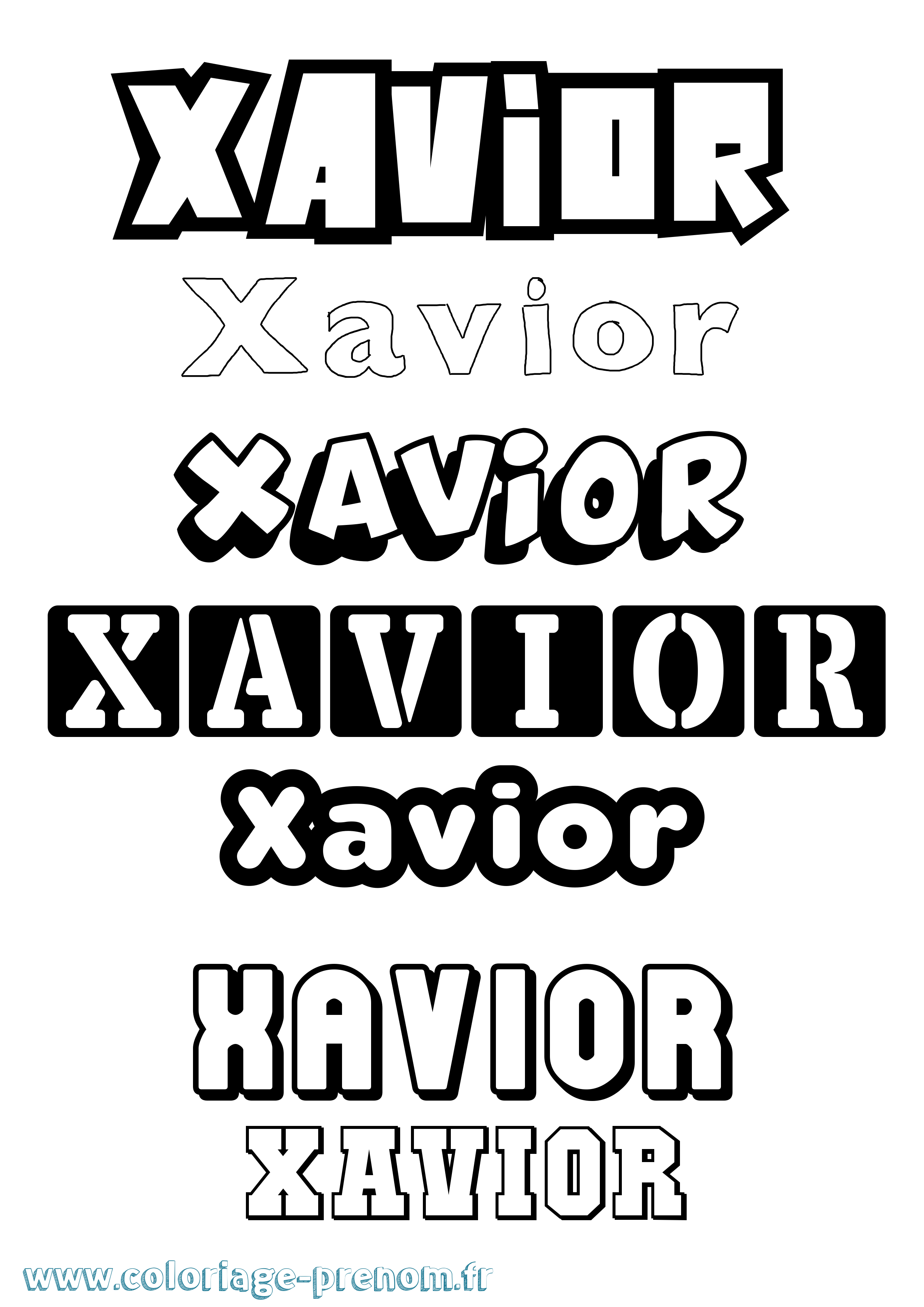Coloriage Xavior Simple Coloriage prénom Xavior Simple