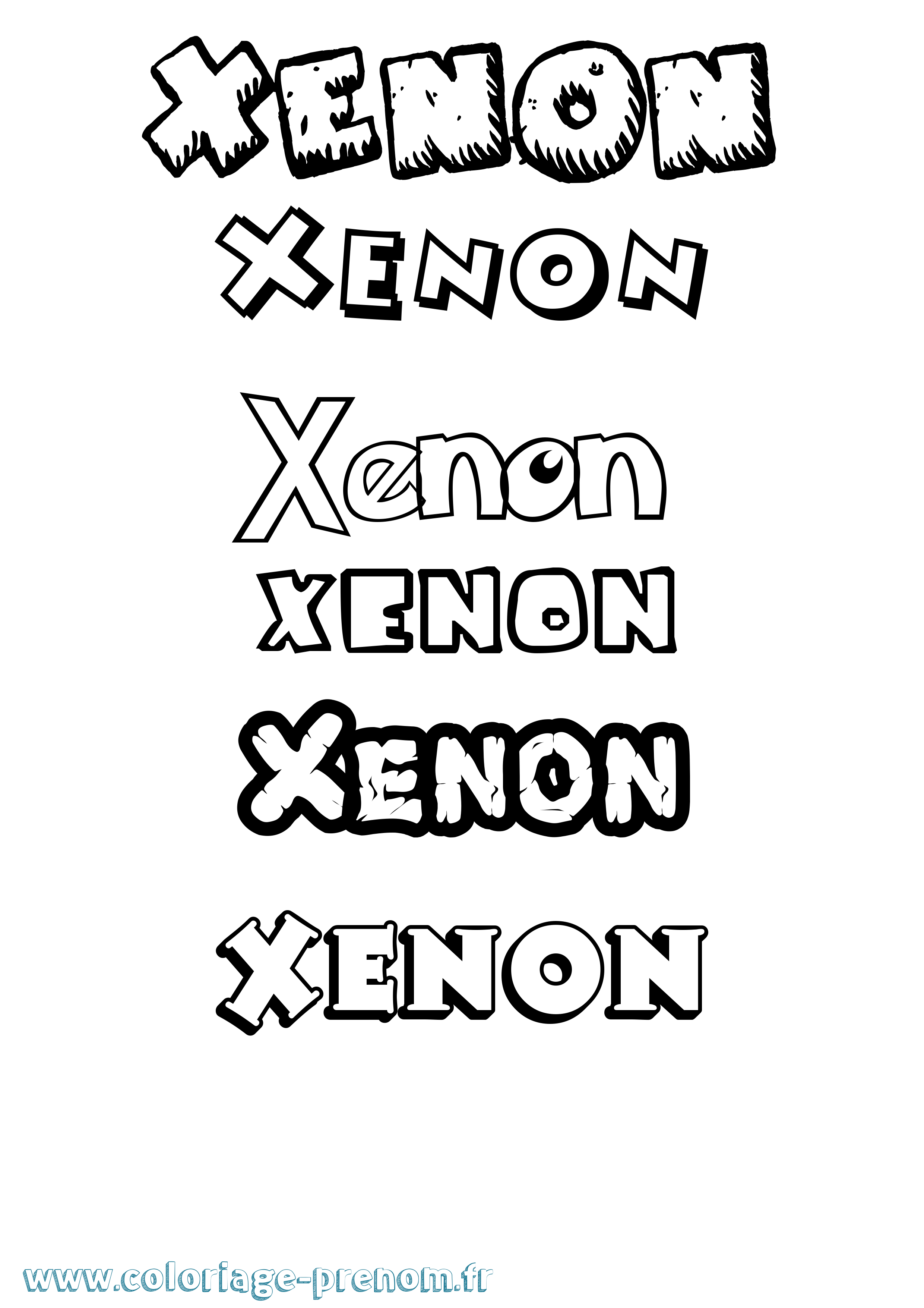 Coloriage Xenon Dessin Animé Coloriage prénom Xenon Dessin Animé