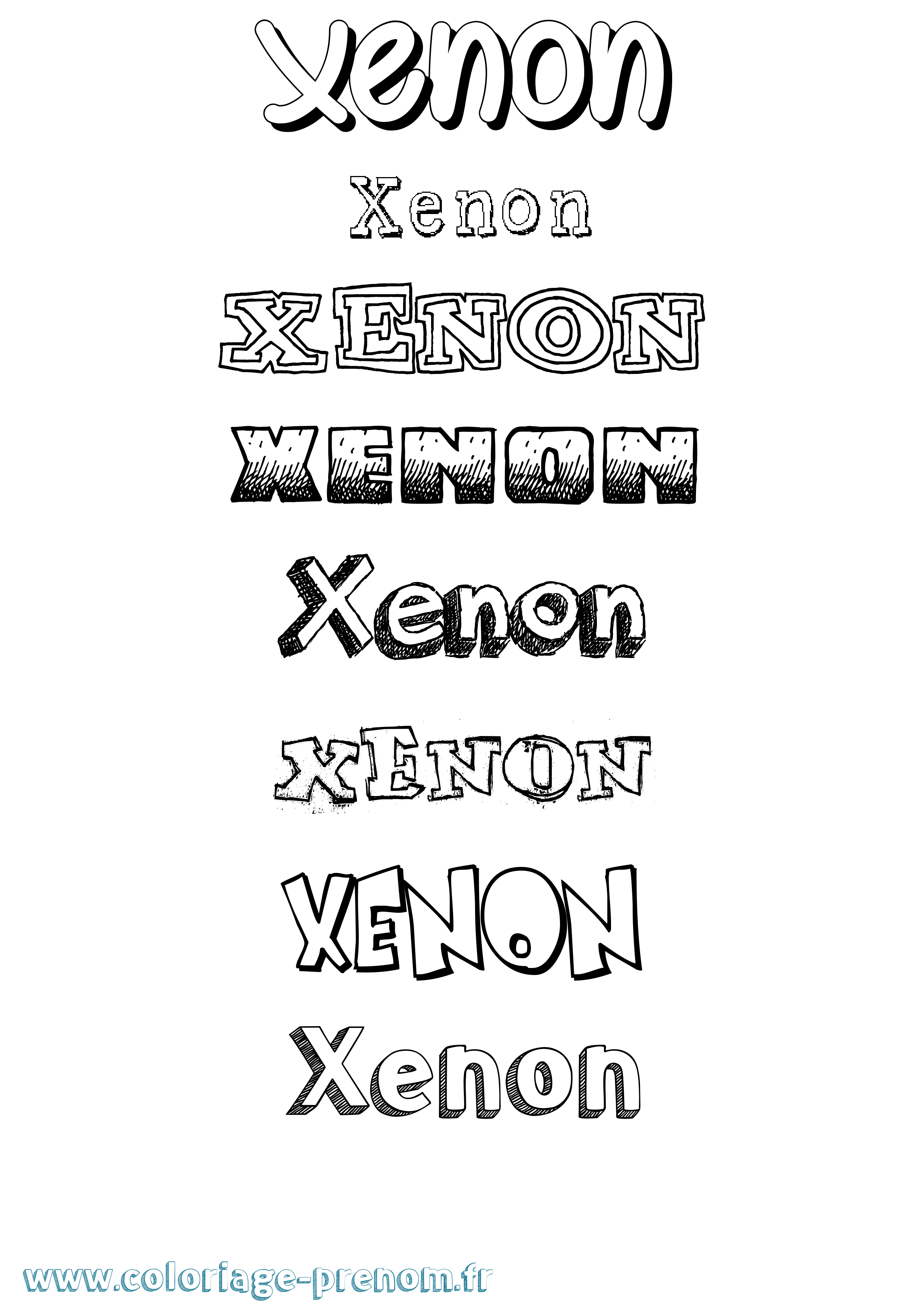Coloriage Xenon Dessiné Coloriage prénom Xenon Dessiné
