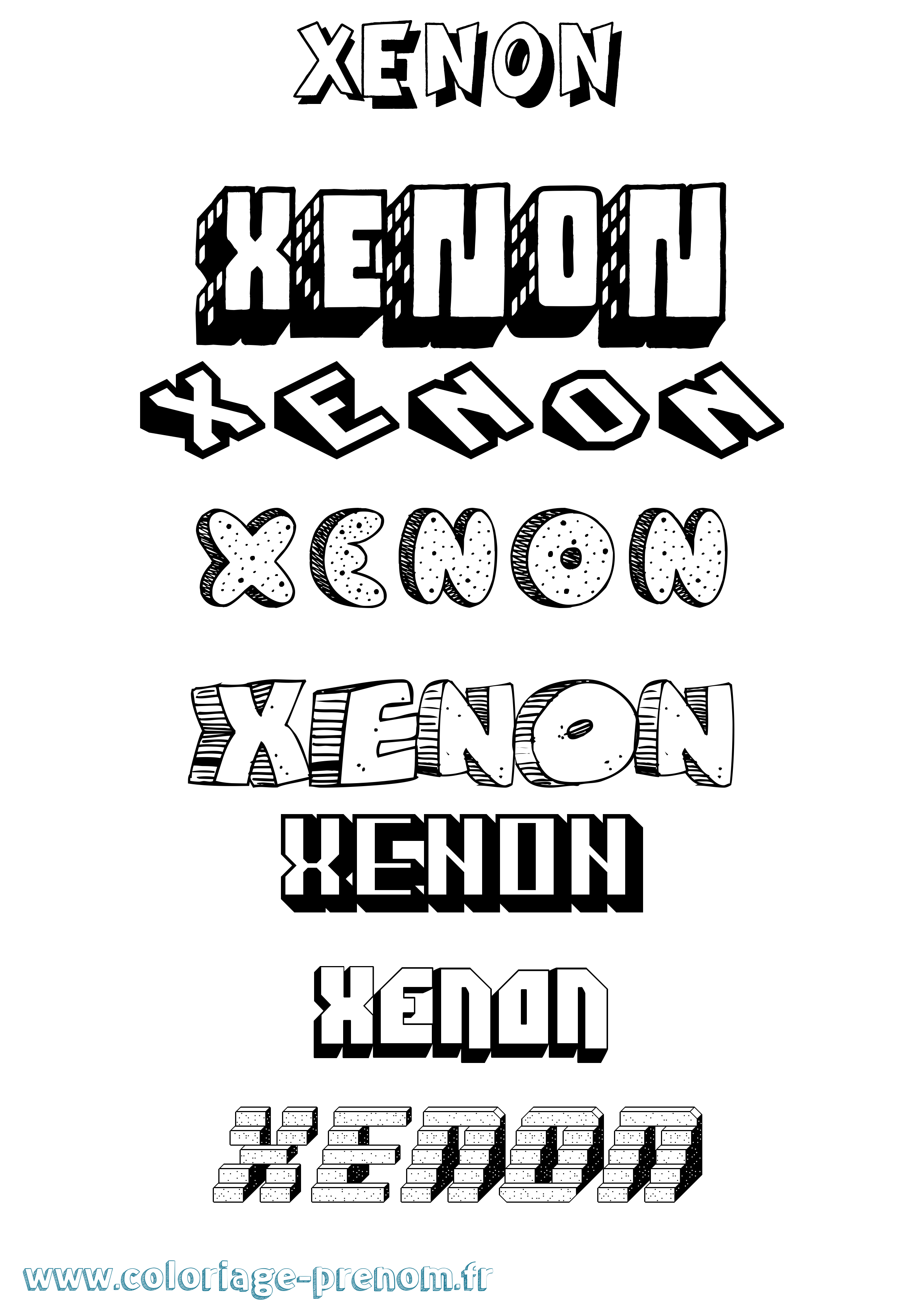 Coloriage Xenon Effet 3D Coloriage prénom Xenon Effet 3D
