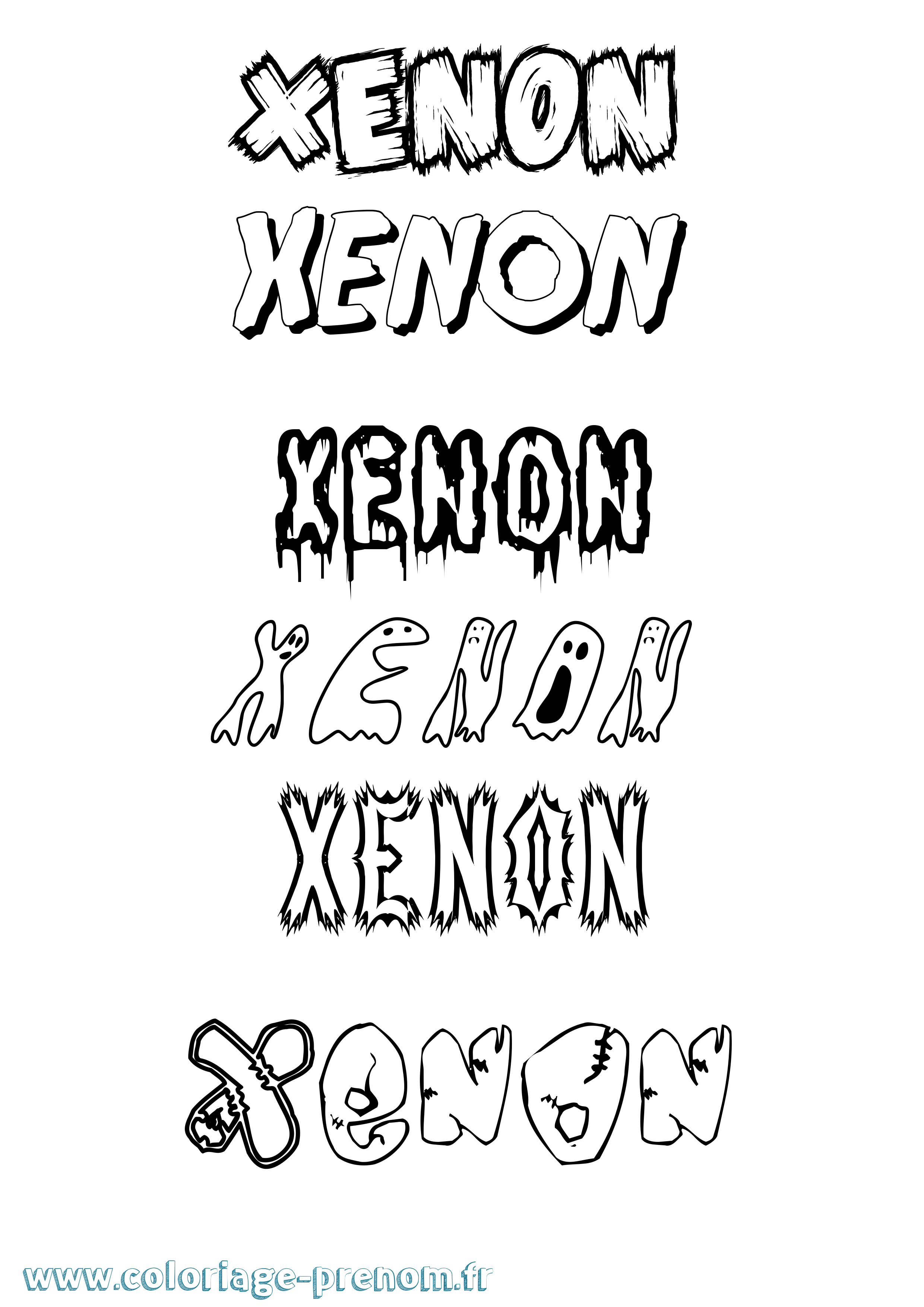 Coloriage Xenon Frisson Coloriage prénom Xenon Frisson