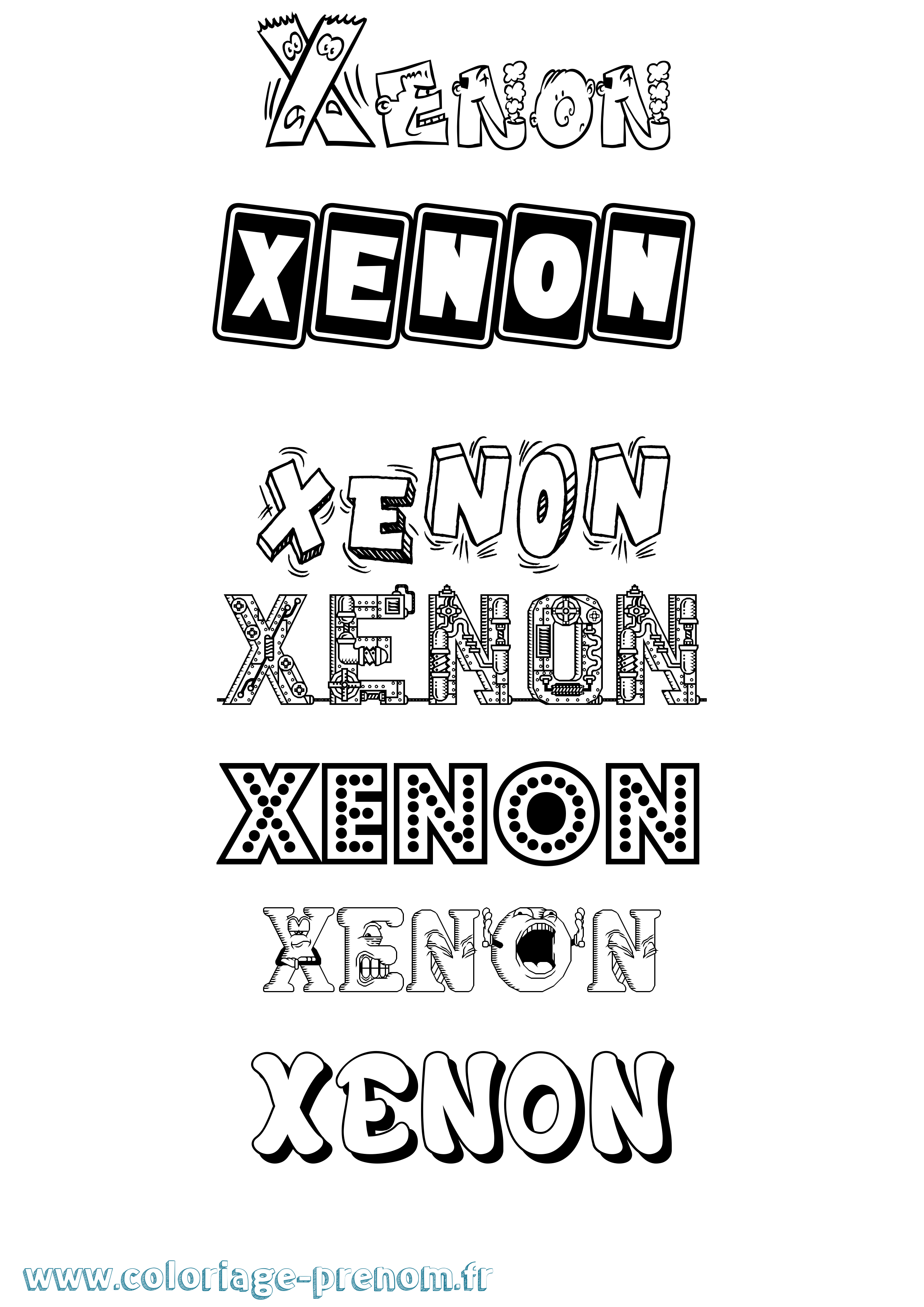 Coloriage Xenon Fun Coloriage prénom Xenon Fun