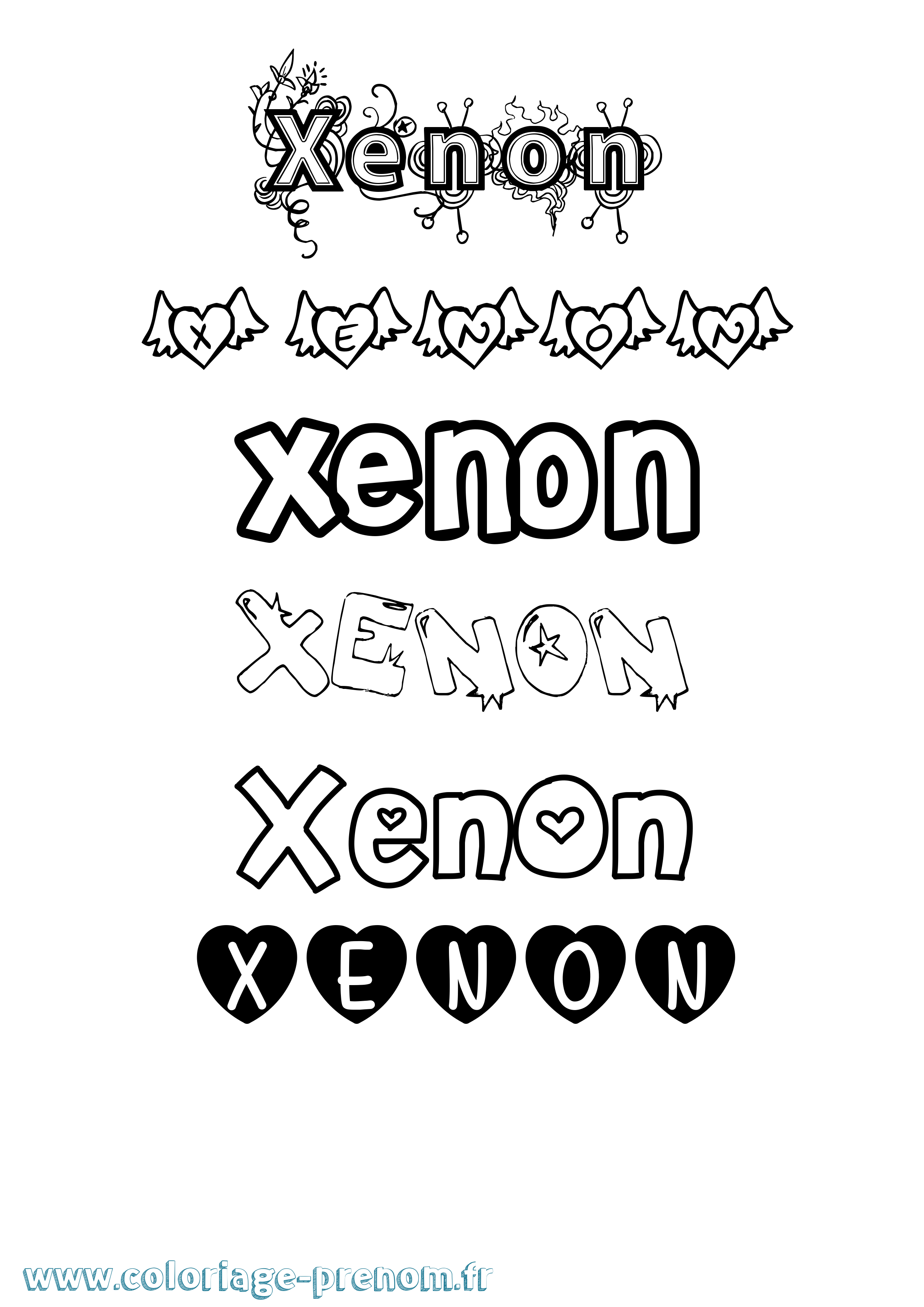 Coloriage Xenon Girly Coloriage prénom Xenon Girly