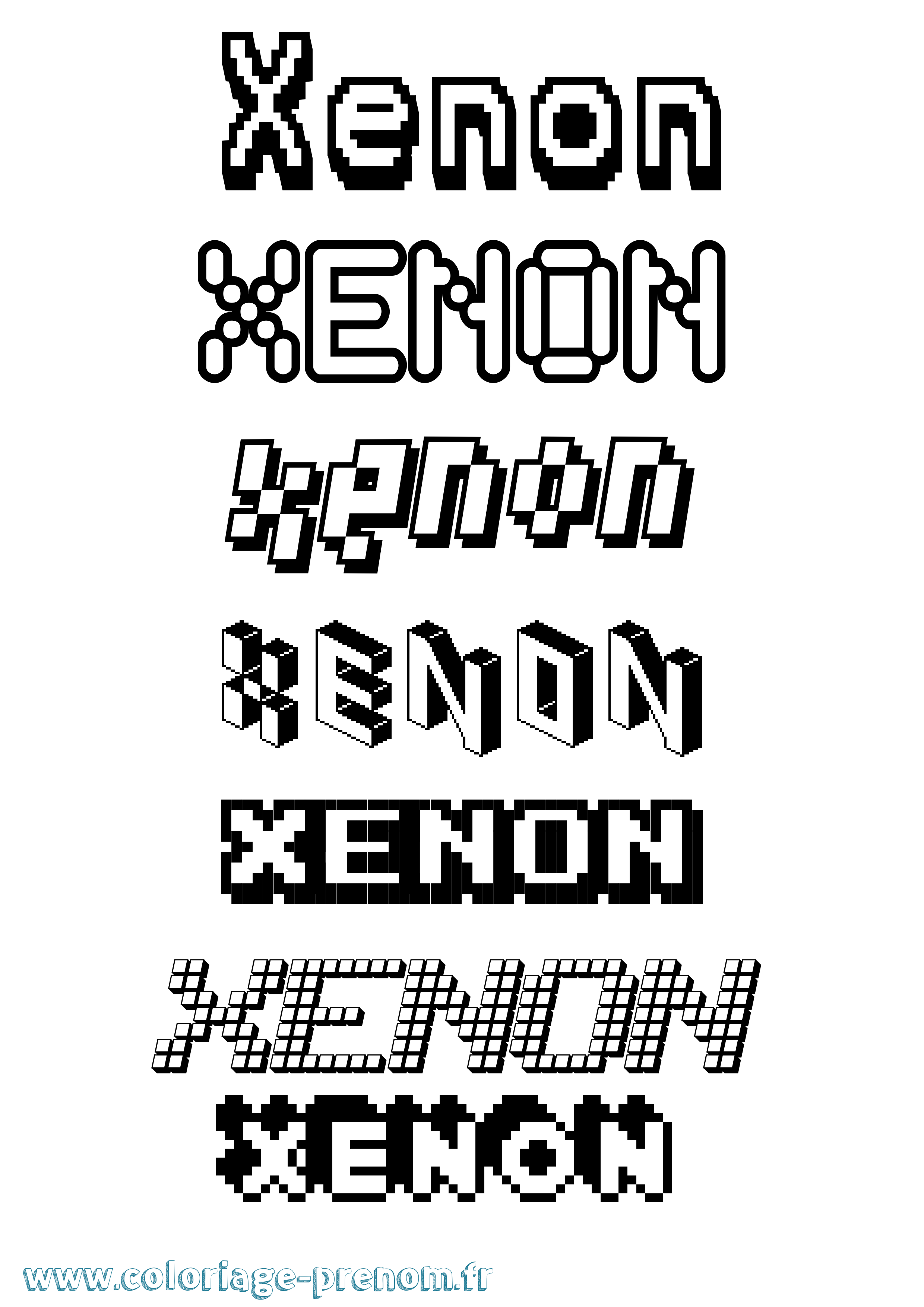 Coloriage Xenon Pixel Coloriage prénom Xenon Pixel