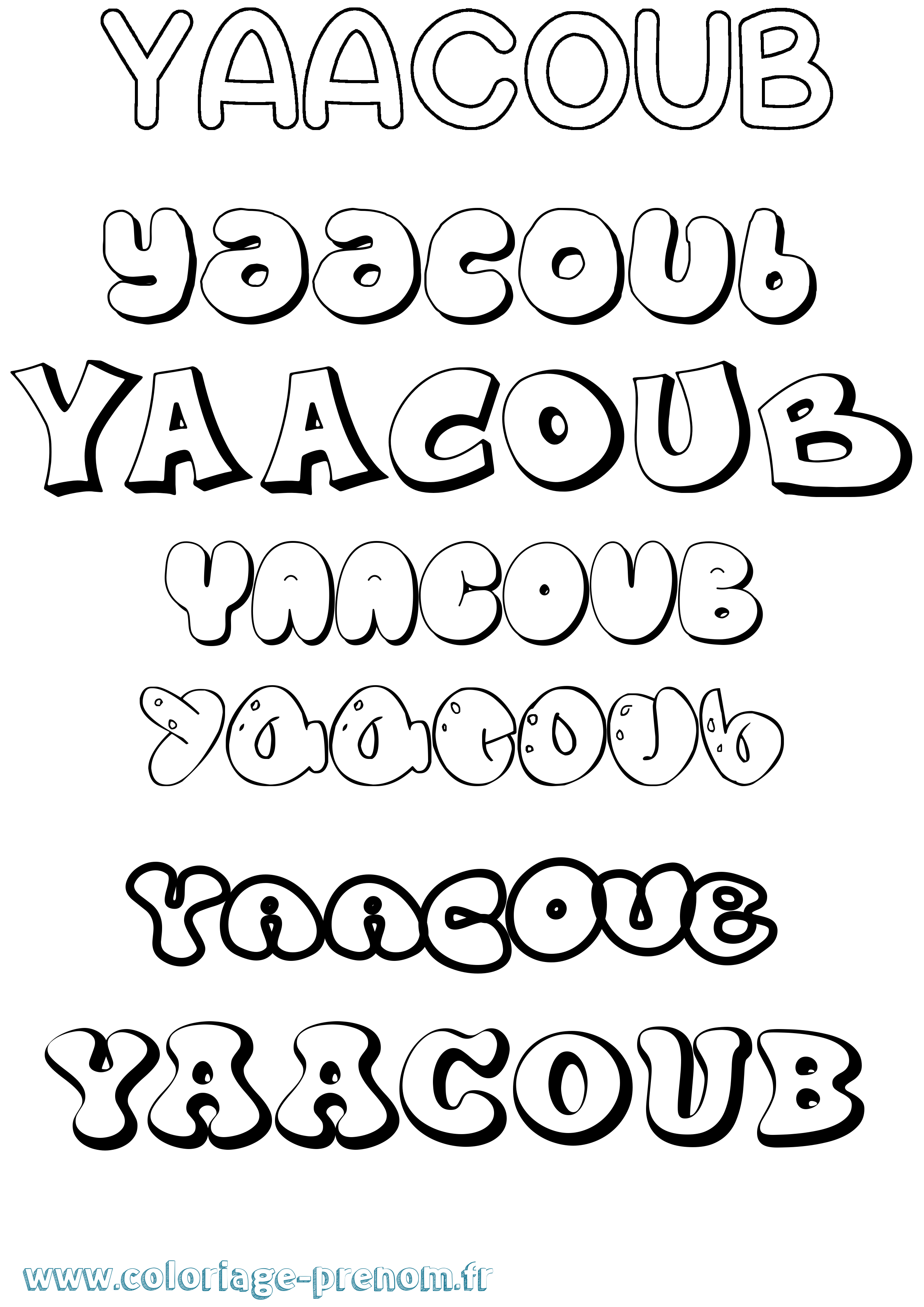 Coloriage Yaacoub Bubble Coloriage prénom Yaacoub Bubble