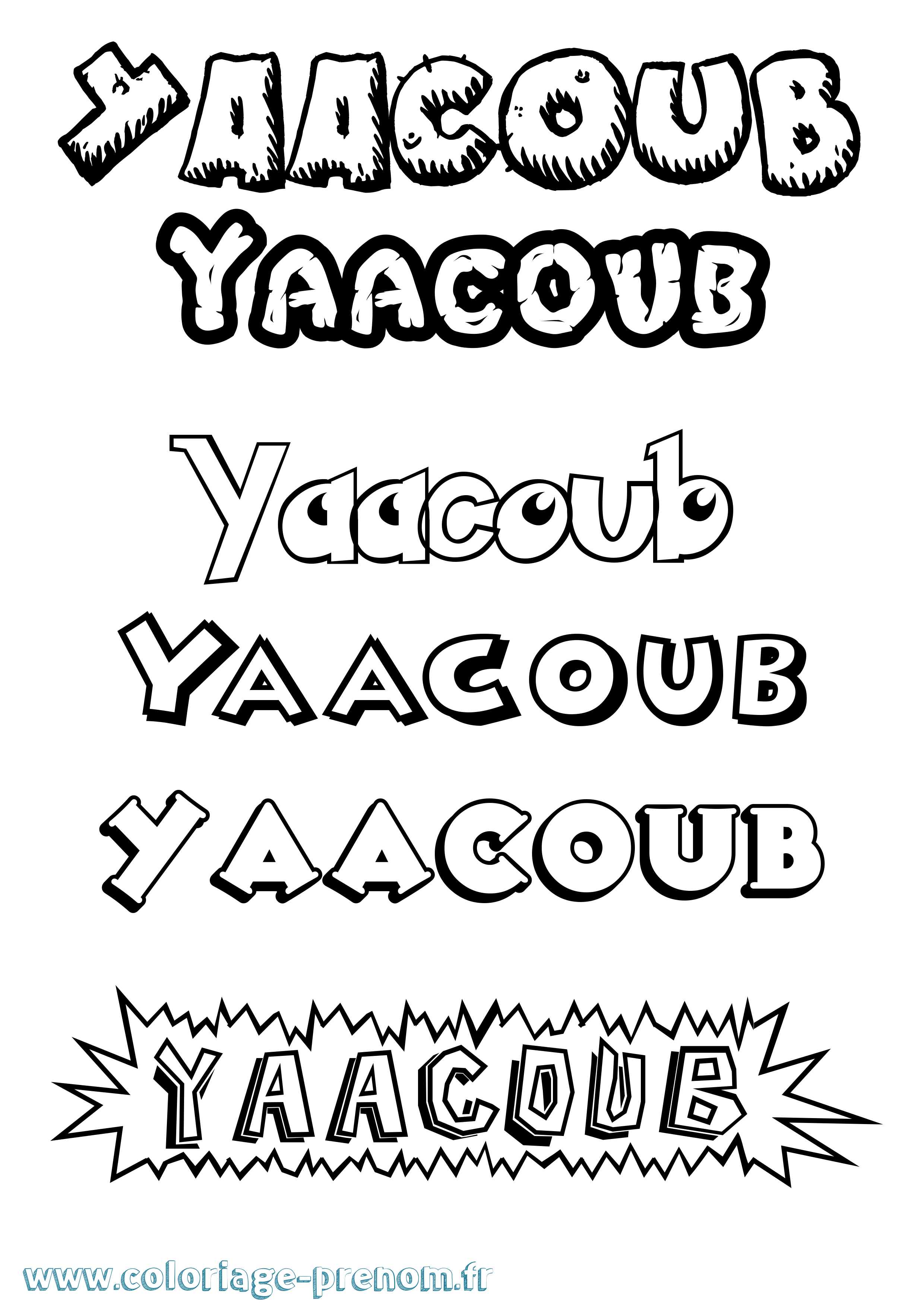 Coloriage Yaacoub Dessin Animé Coloriage prénom Yaacoub Dessin Animé