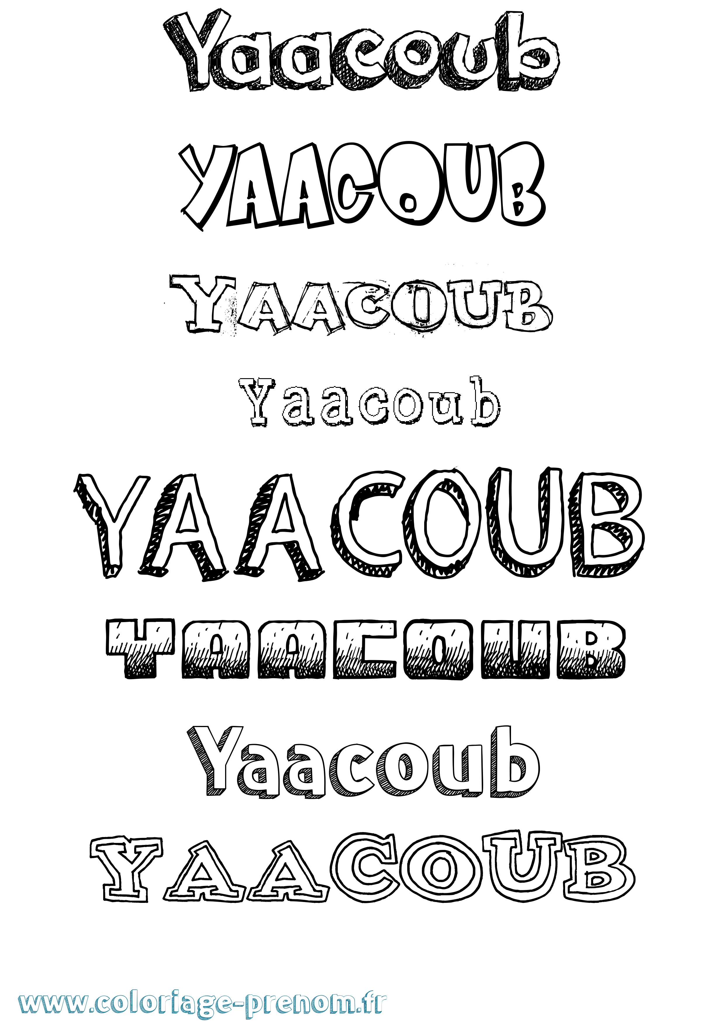 Coloriage Yaacoub Dessiné Coloriage prénom Yaacoub Dessiné