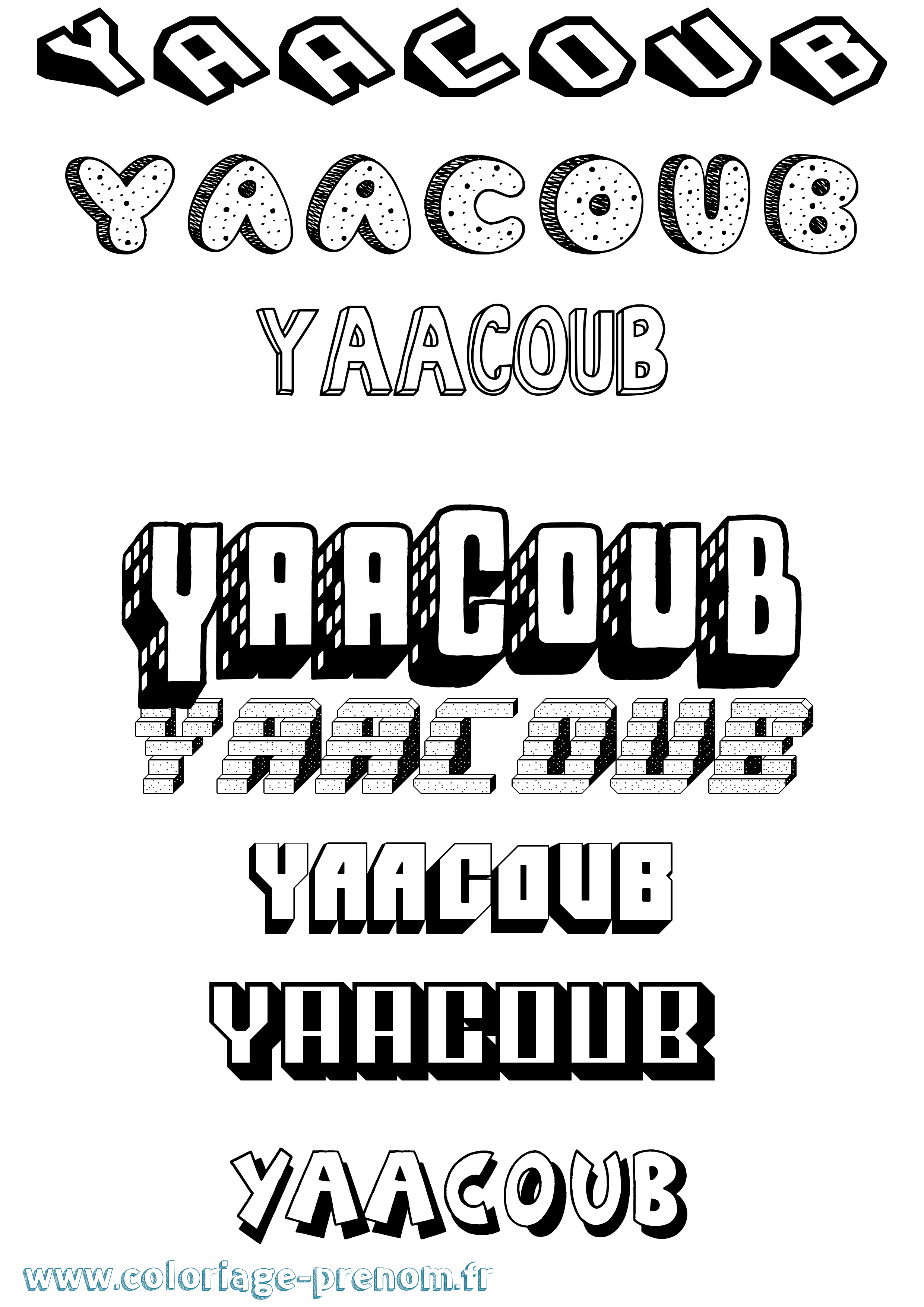 Coloriage Yaacoub Effet 3D Coloriage prénom Yaacoub Effet 3D