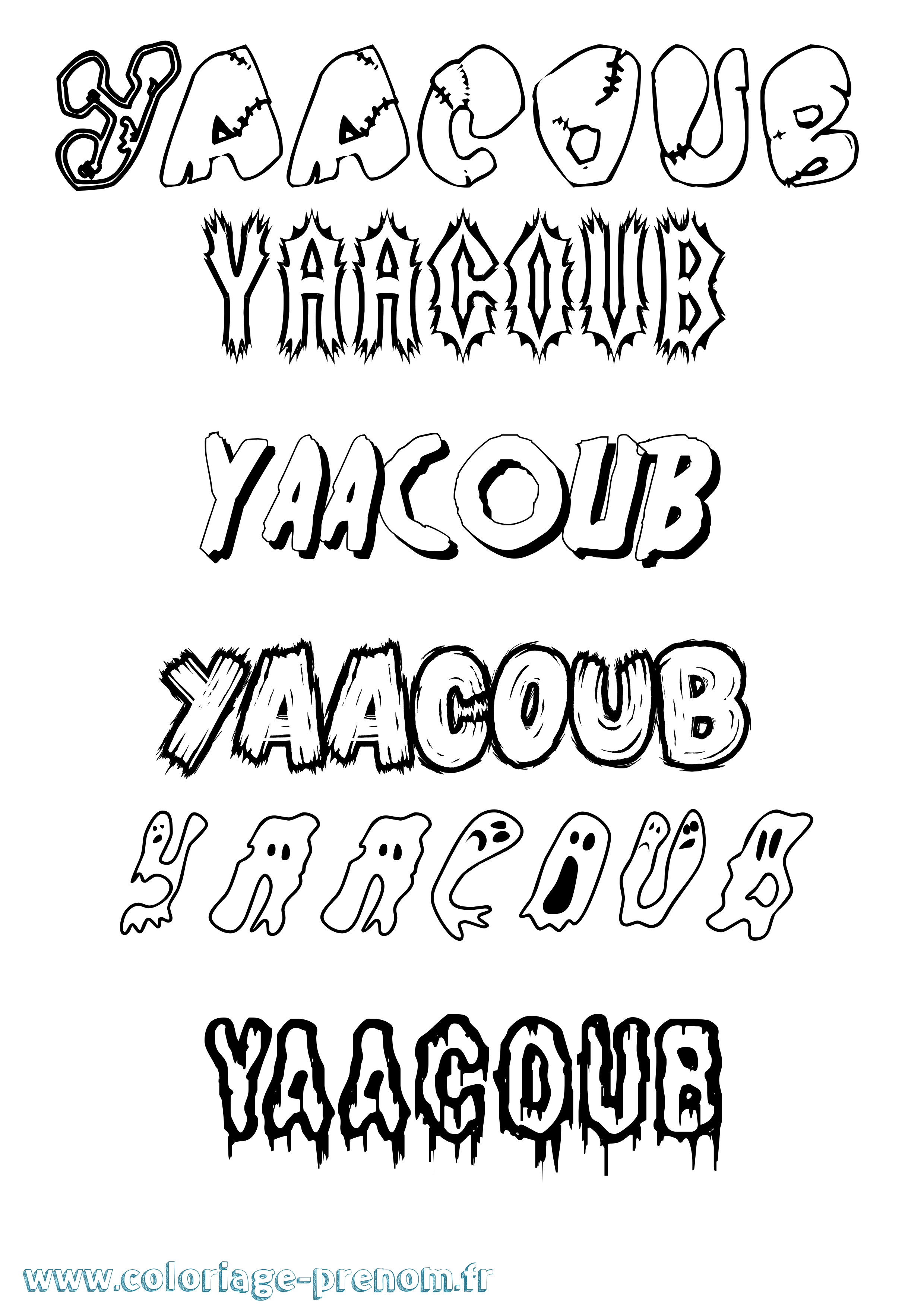 Coloriage Yaacoub Frisson Coloriage prénom Yaacoub Frisson