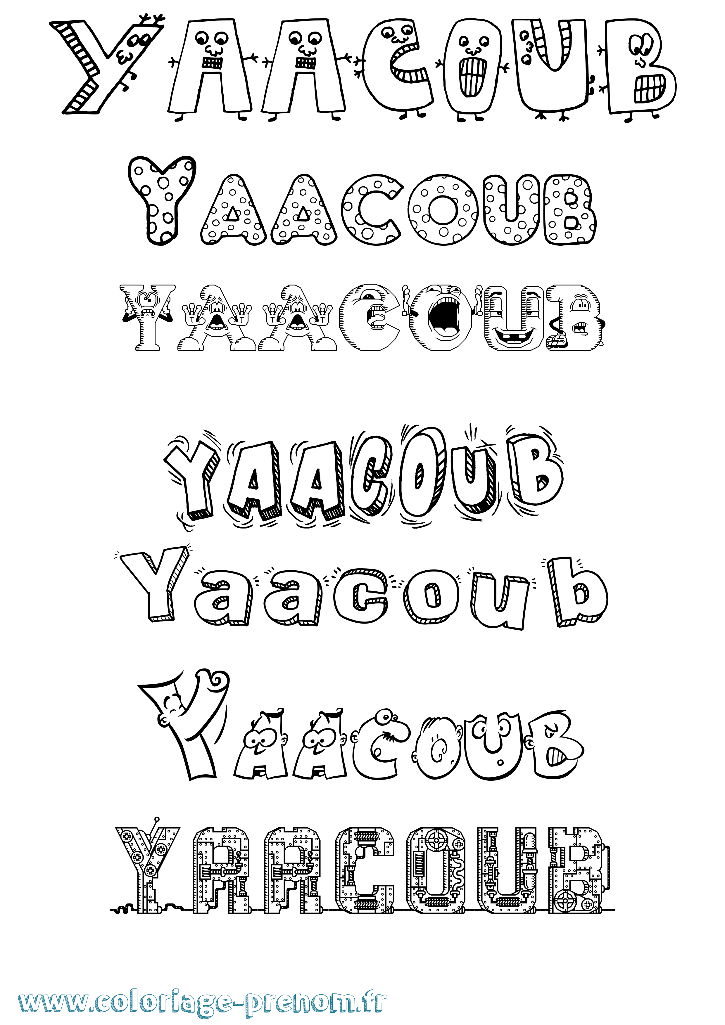 Coloriage Yaacoub Fun Coloriage prénom Yaacoub Fun