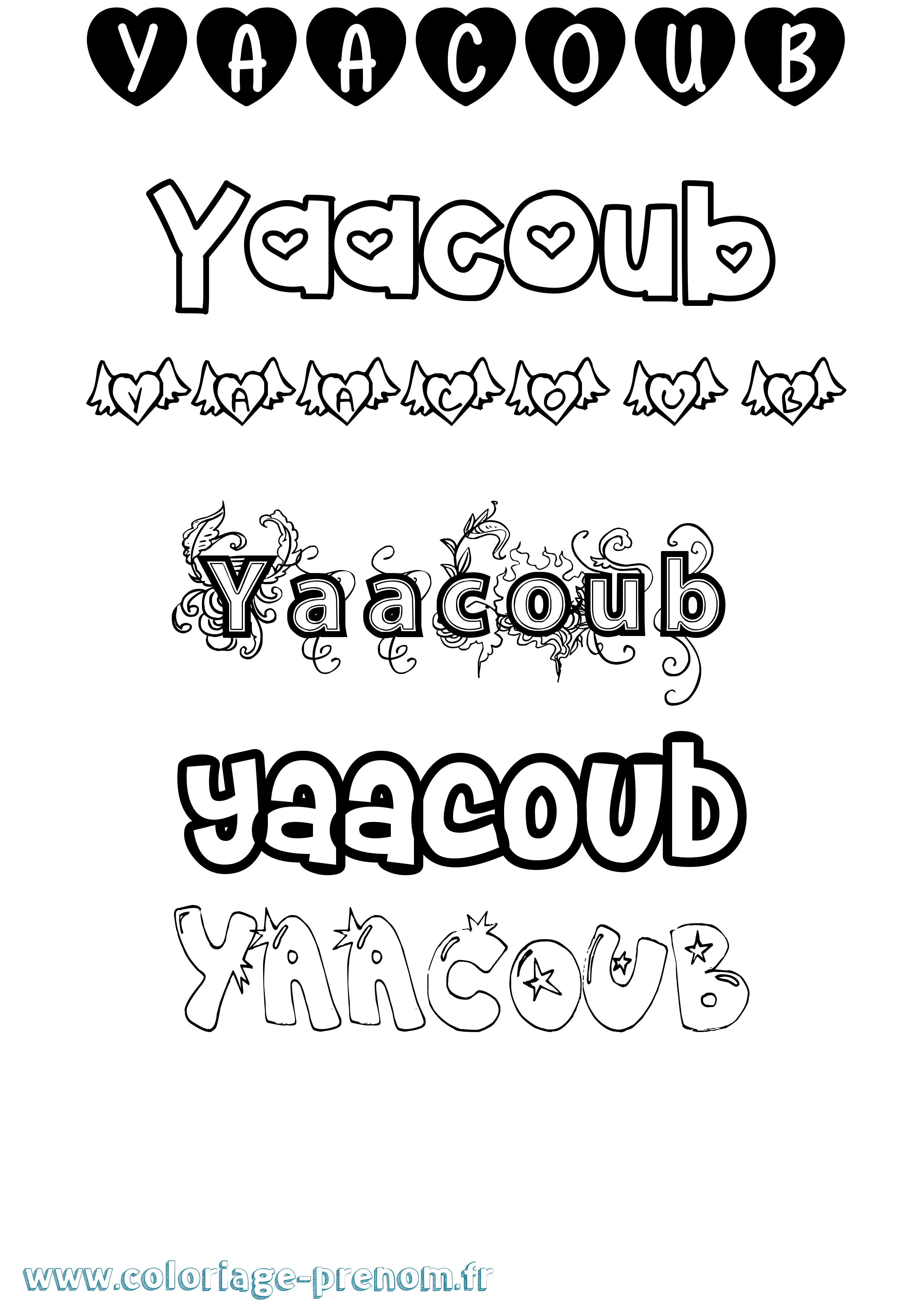 Coloriage Yaacoub Girly Coloriage prénom Yaacoub Girly