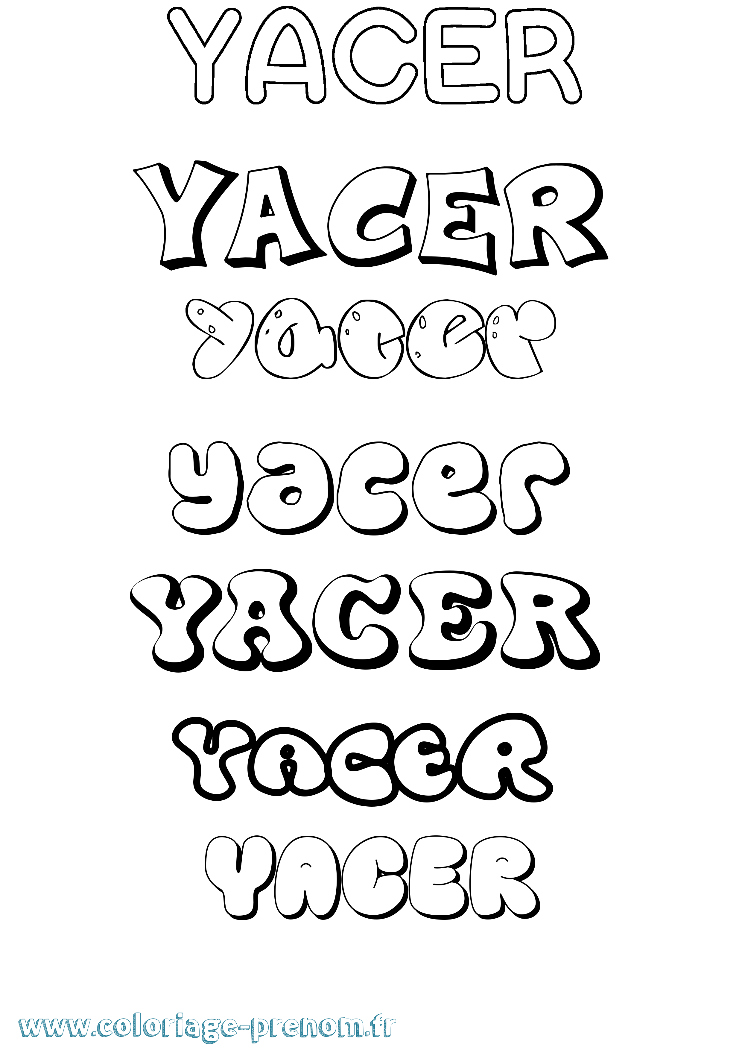 Coloriage Yacer Bubble Coloriage prénom Yacer Bubble