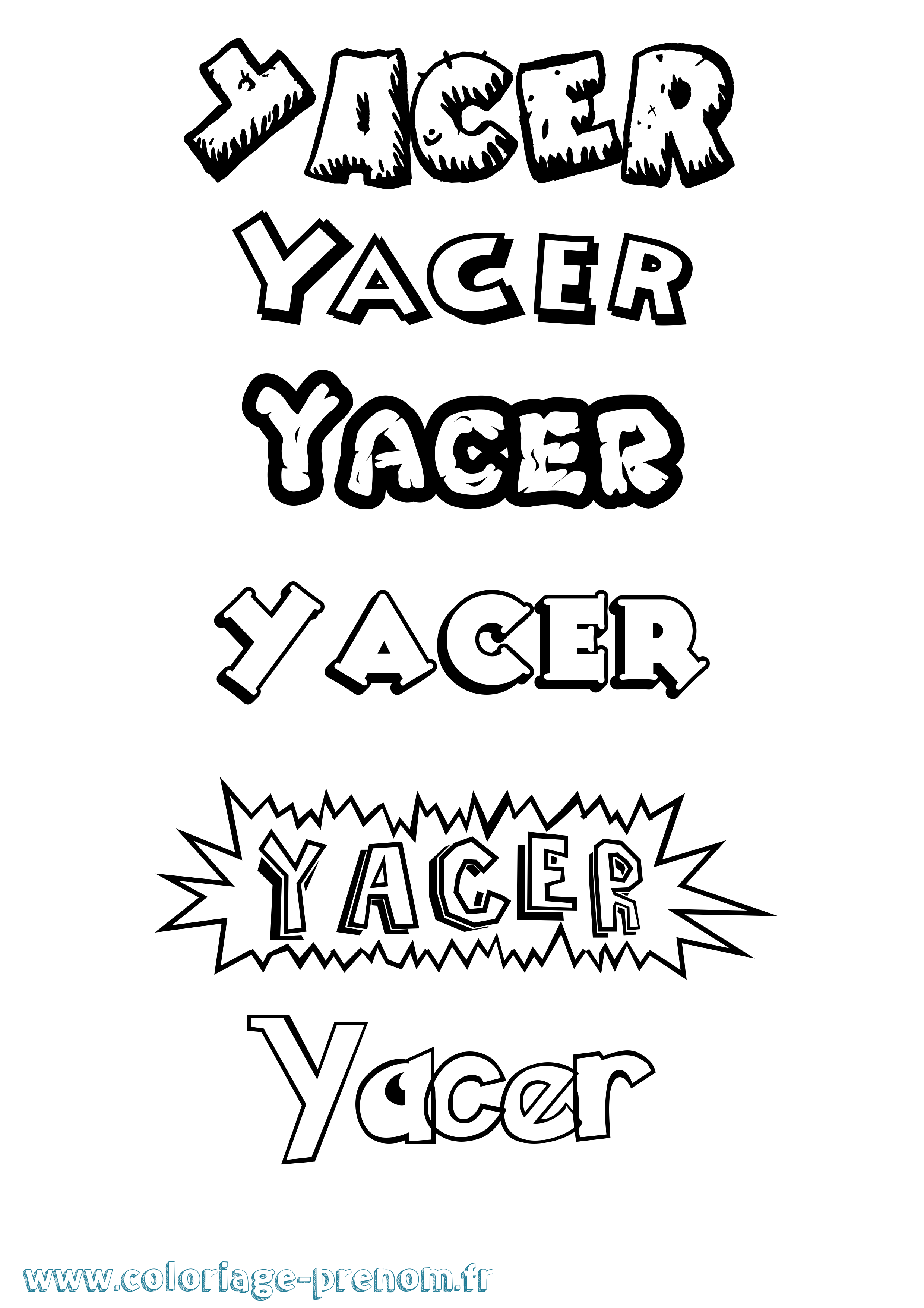 Coloriage Yacer Dessin Animé Coloriage prénom Yacer Dessin Animé