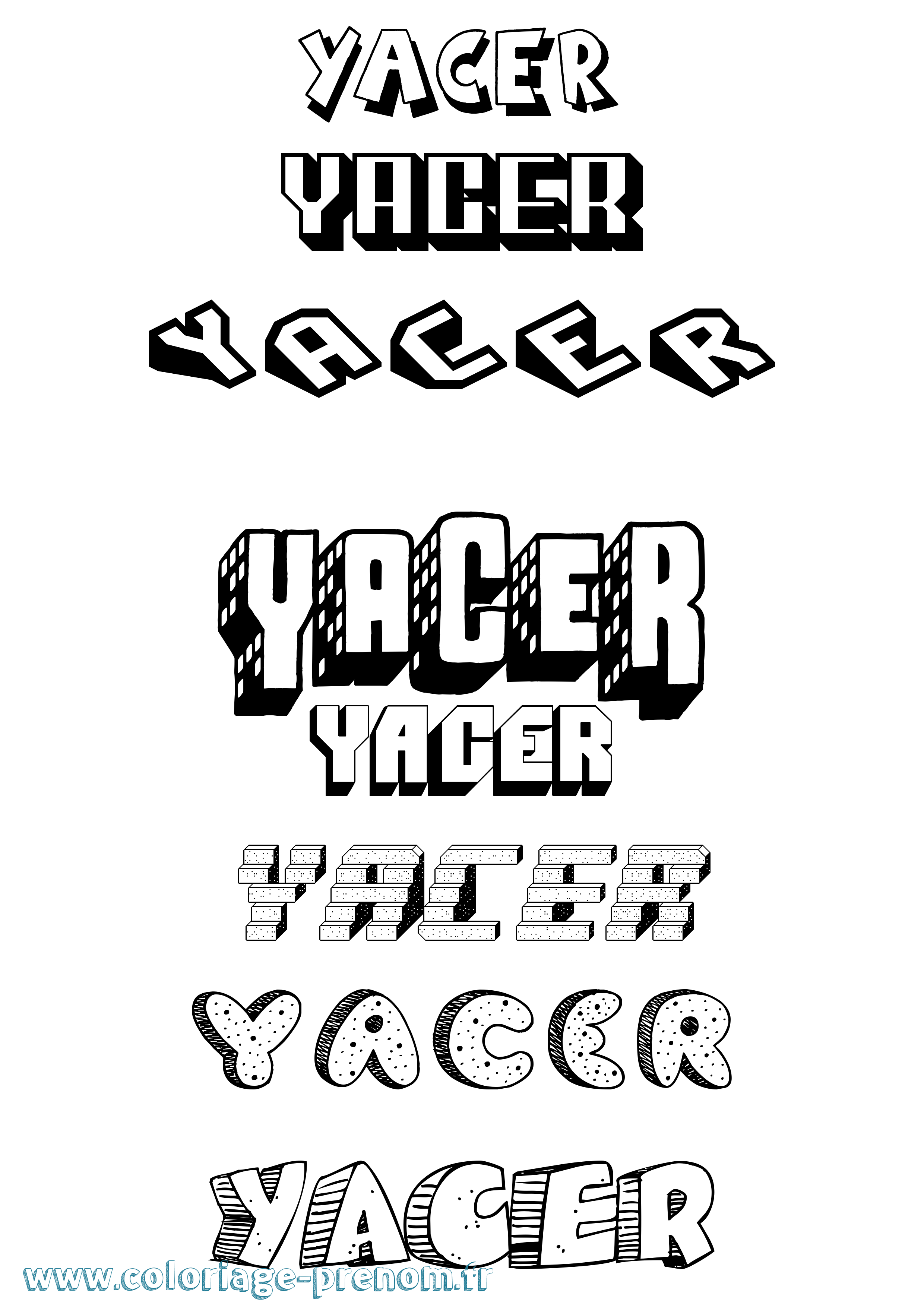 Coloriage Yacer Effet 3D Coloriage prénom Yacer Effet 3D