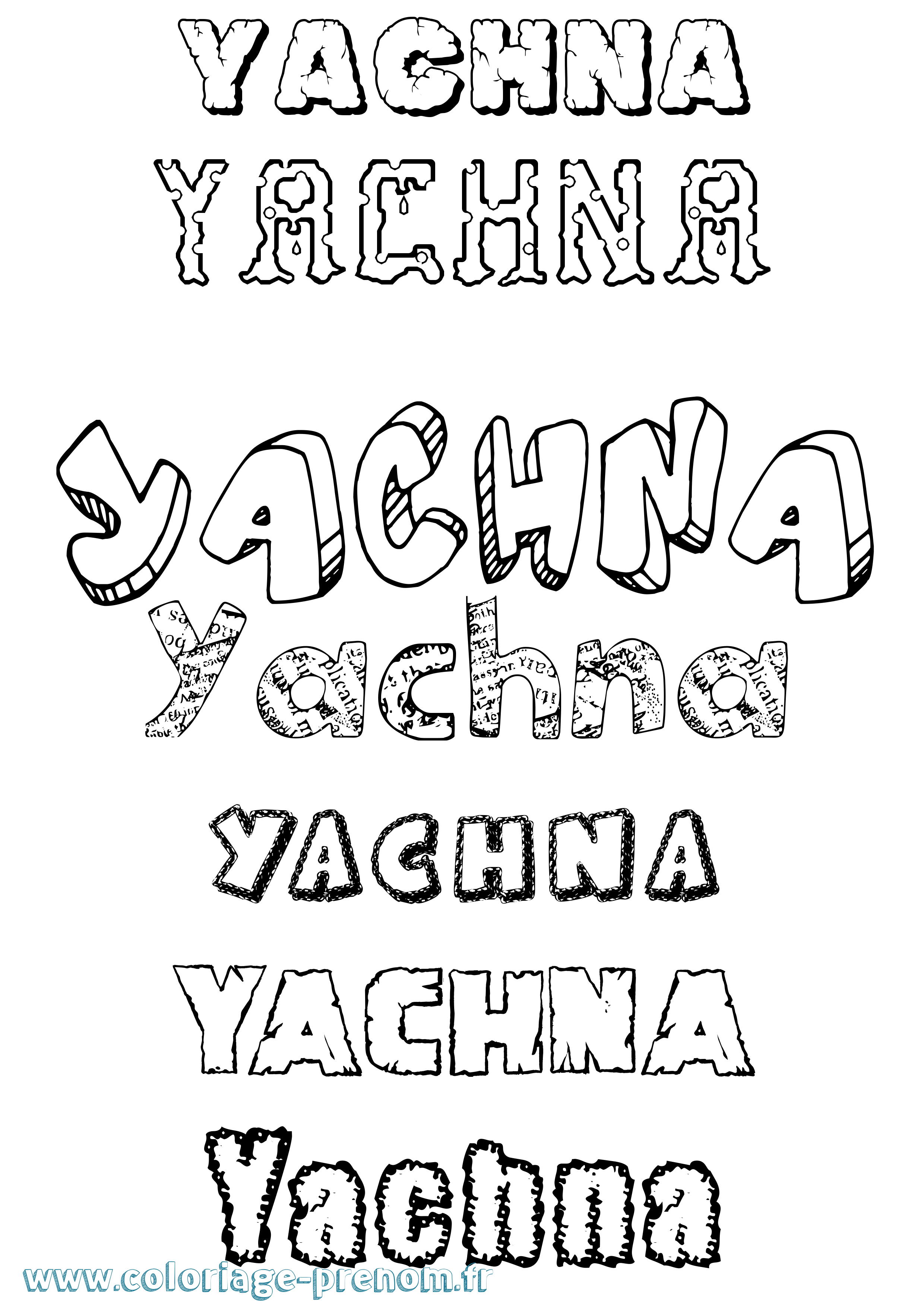 Coloriage Yachna Destructuré Coloriage prénom Yachna Destructuré