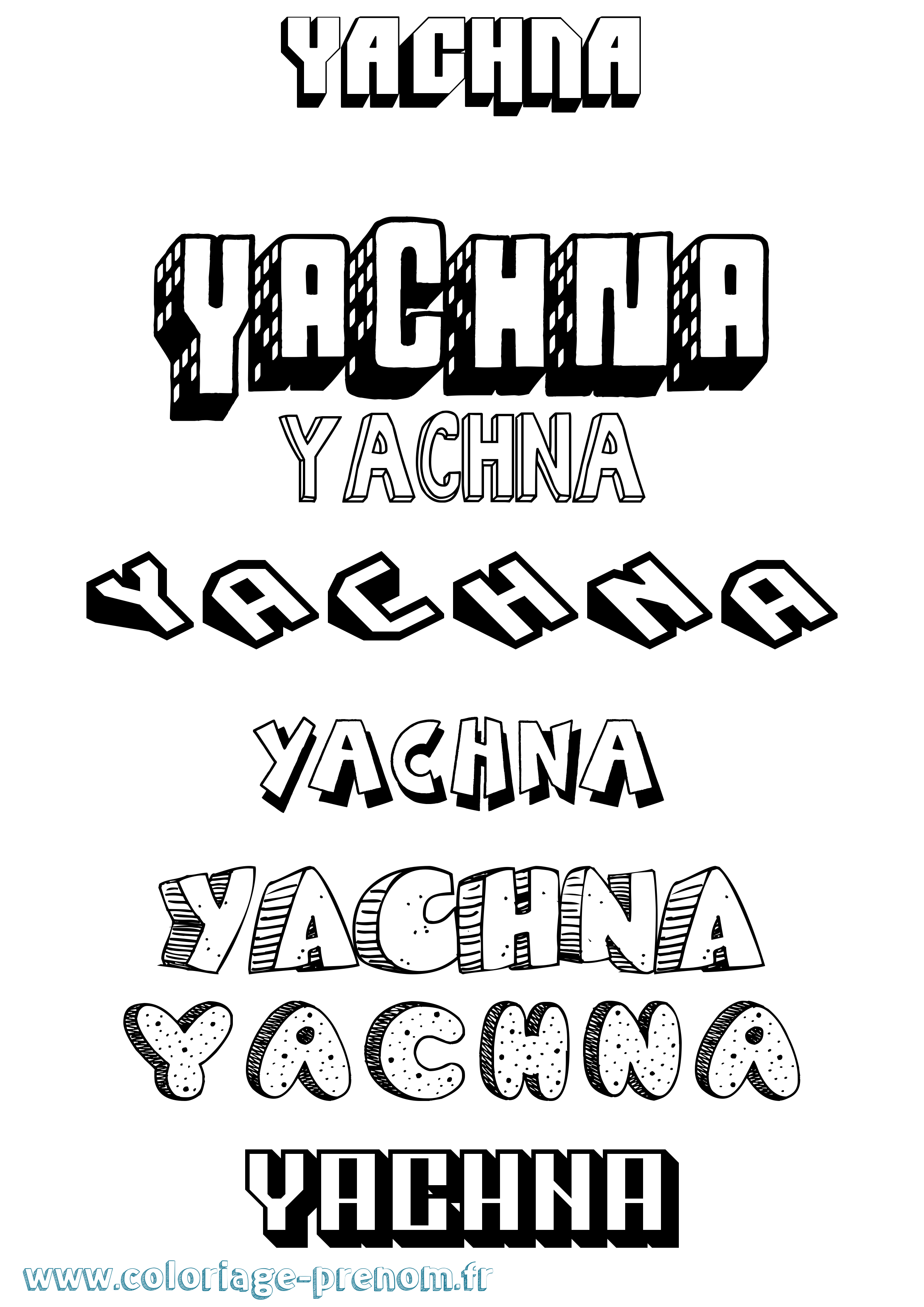 Coloriage Yachna Effet 3D Coloriage prénom Yachna Effet 3D