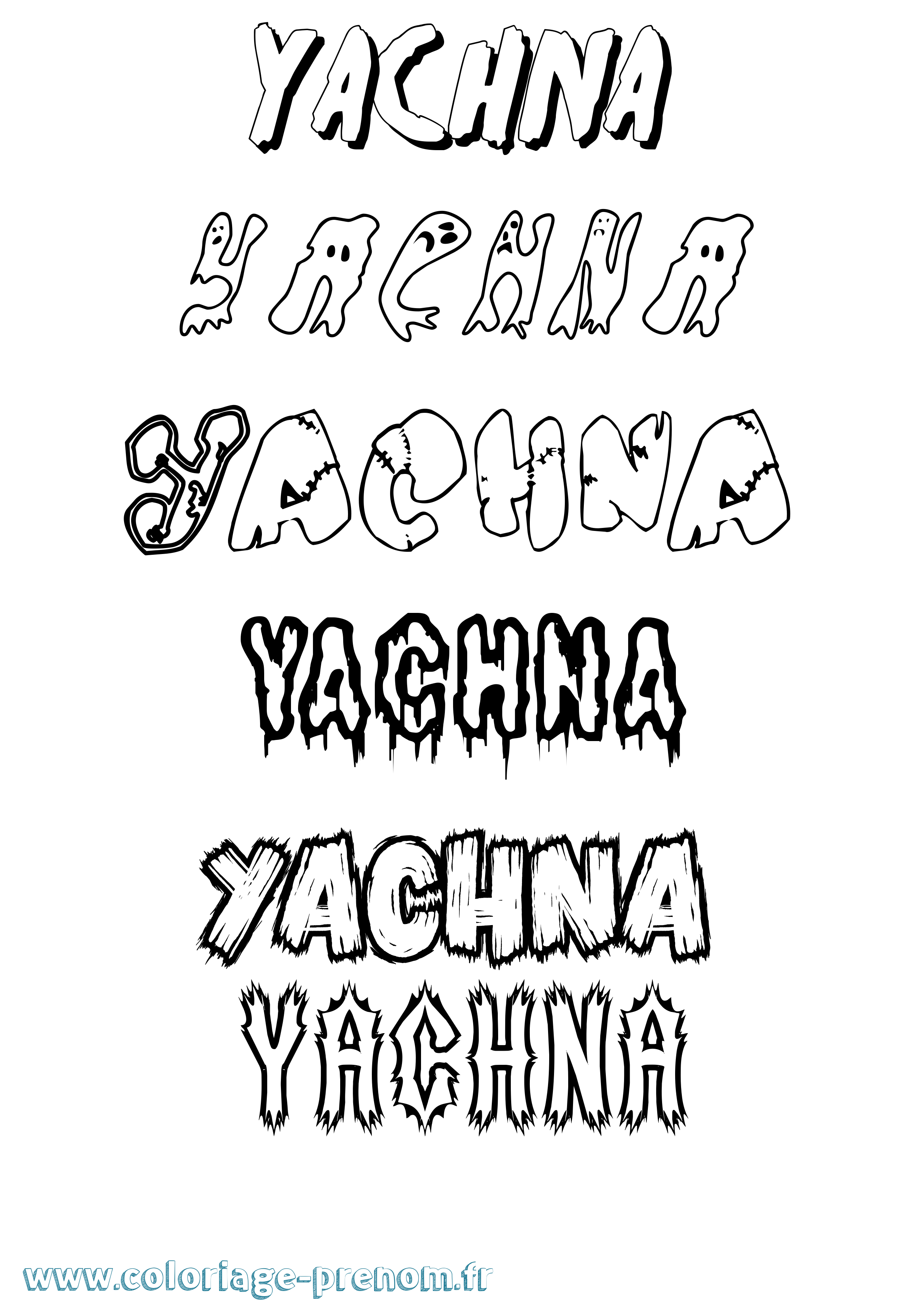 Coloriage Yachna Frisson Coloriage prénom Yachna Frisson