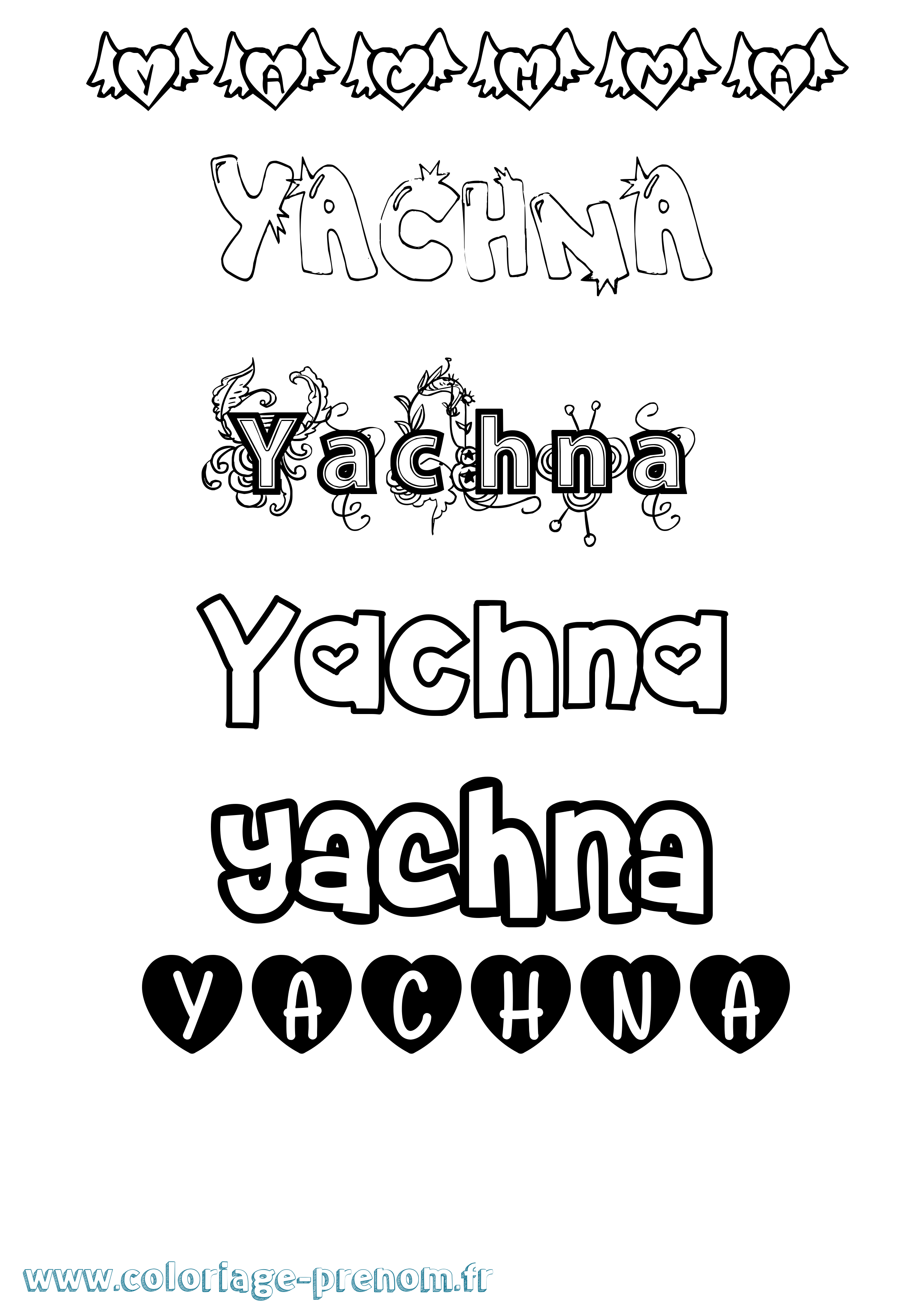 Coloriage Yachna Girly Coloriage prénom Yachna Girly