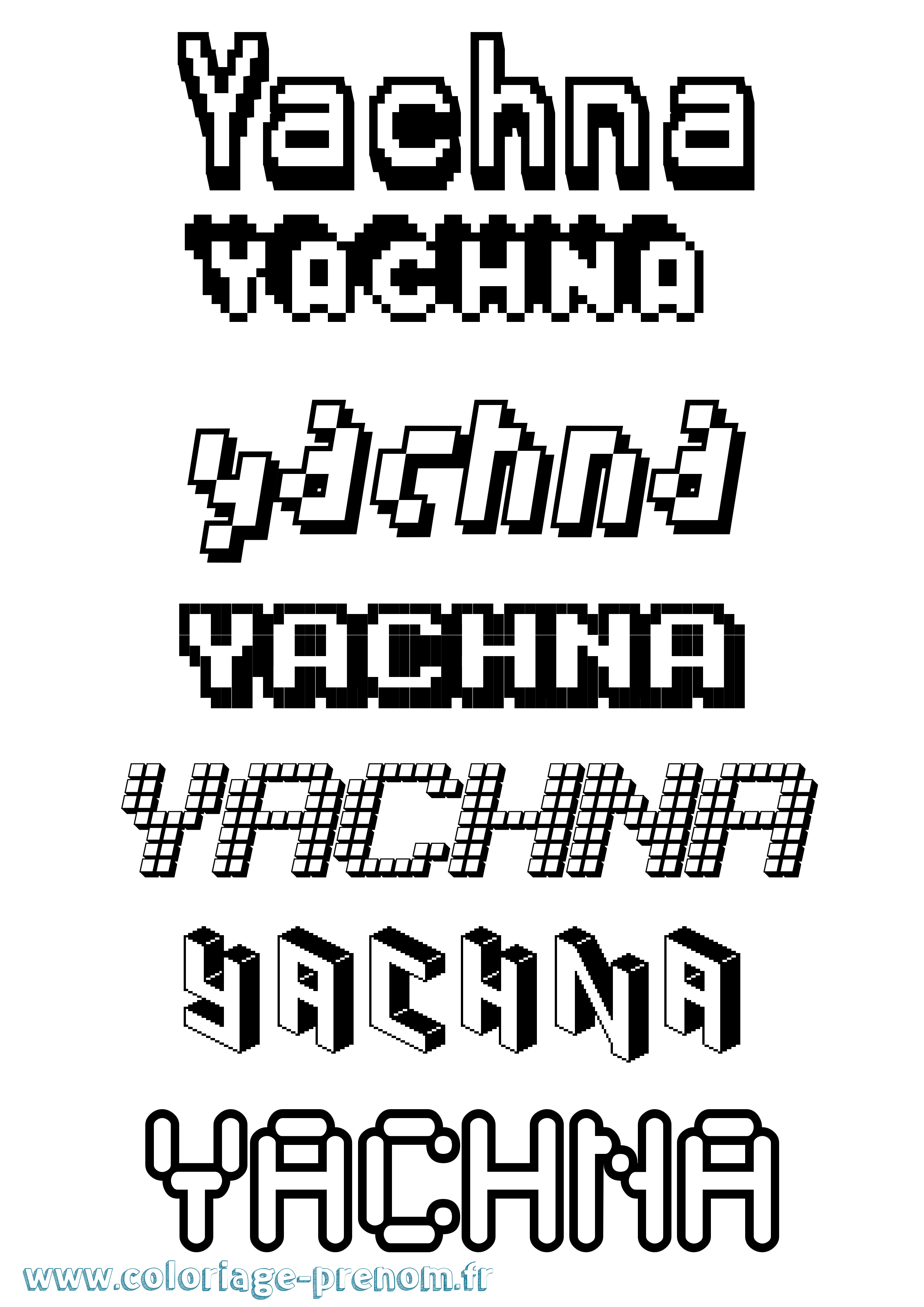 Coloriage Yachna Pixel Coloriage prénom Yachna Pixel