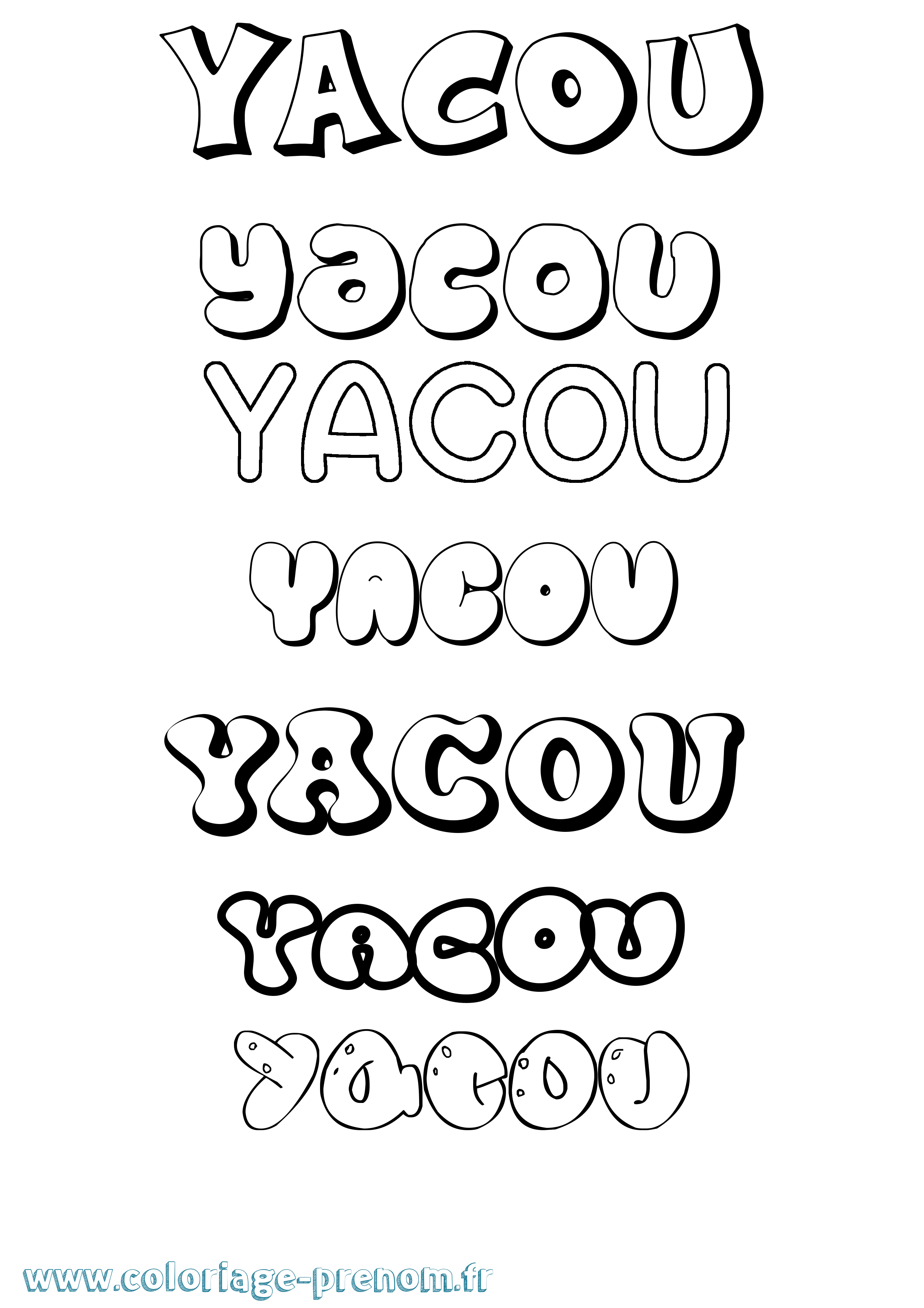 Coloriage Yacou Bubble Coloriage prénom Yacou Bubble
