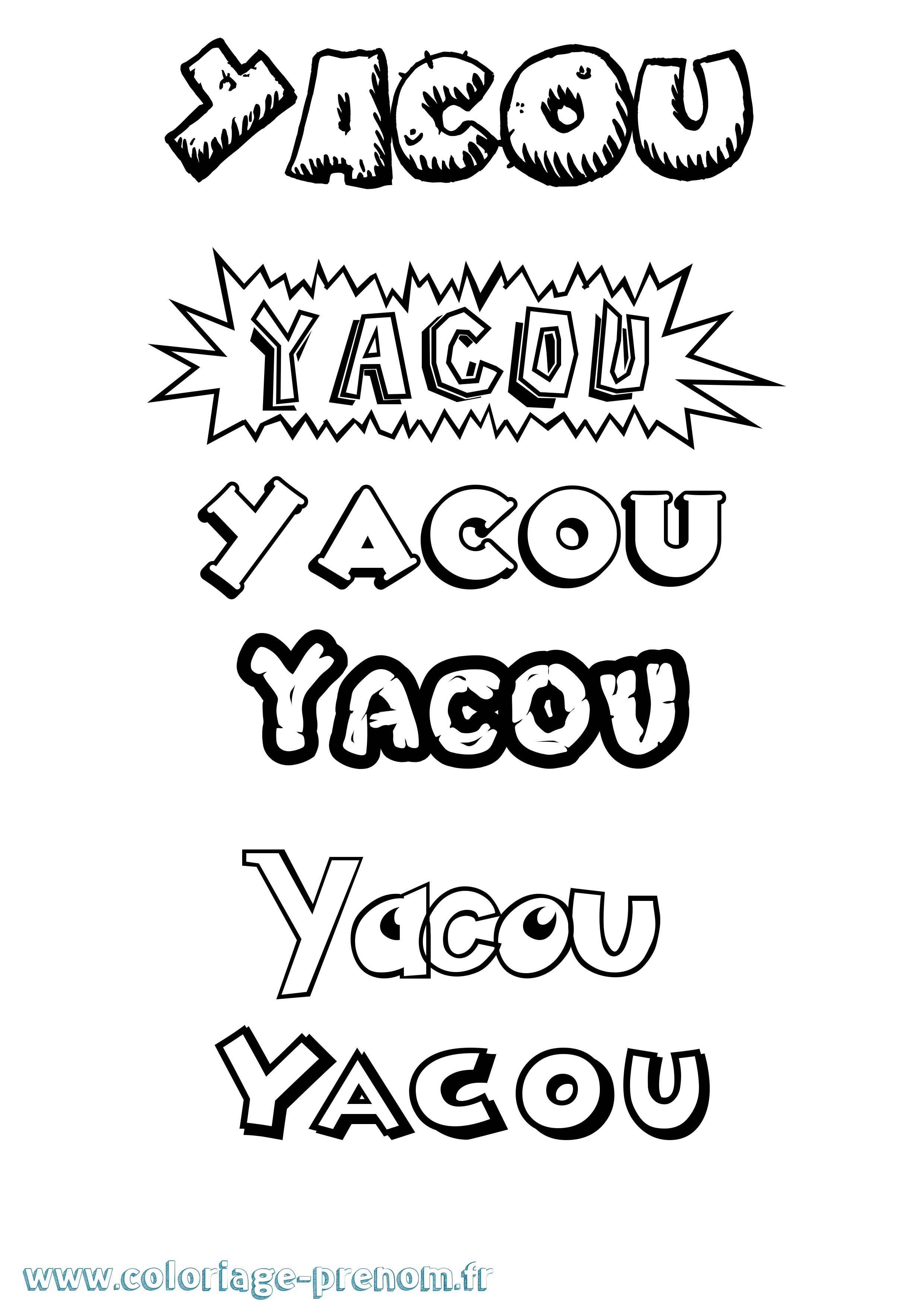 Coloriage Yacou Dessin Animé Coloriage prénom Yacou Dessin Animé